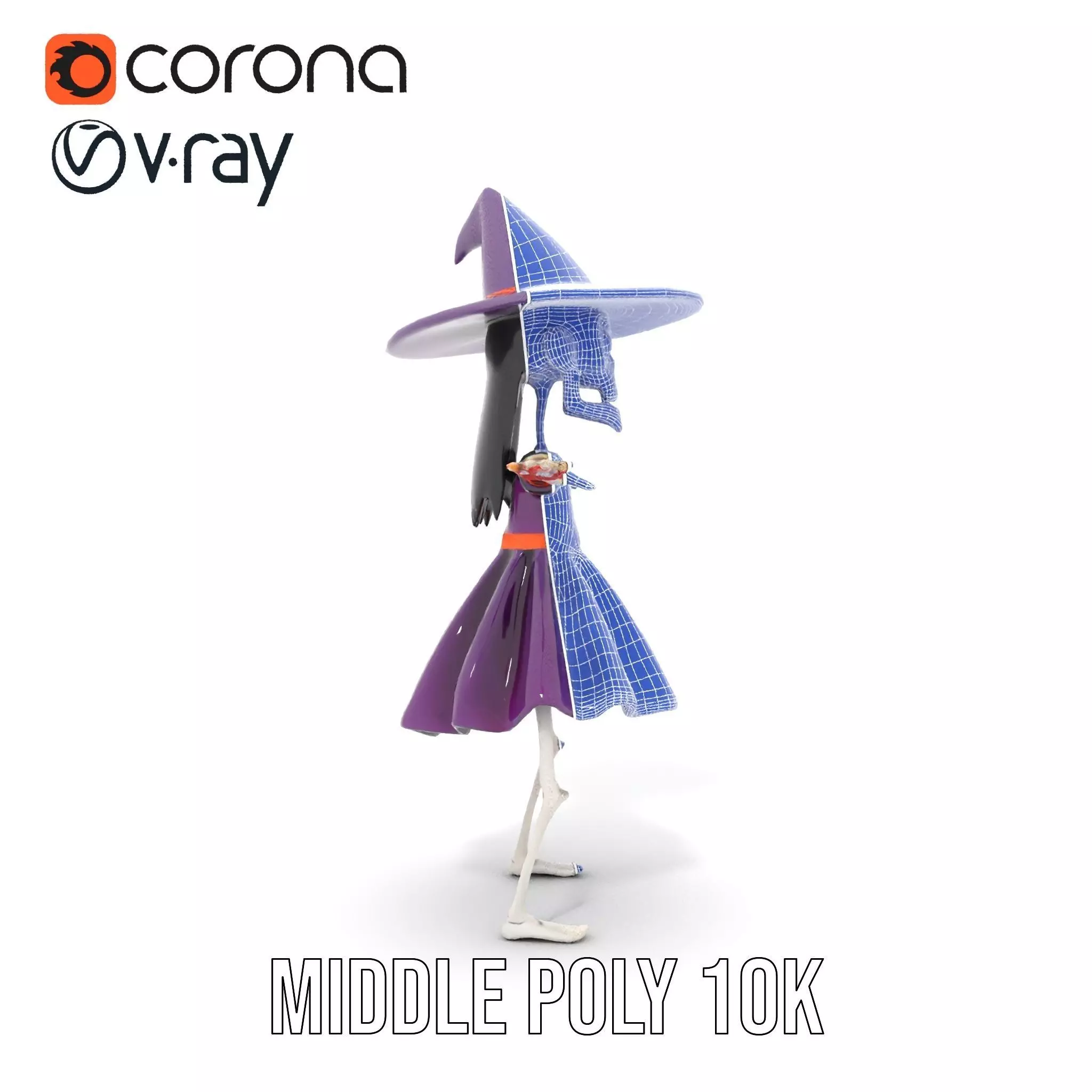 Skeleton Witch Purple model pack Low-poly 3D model_23