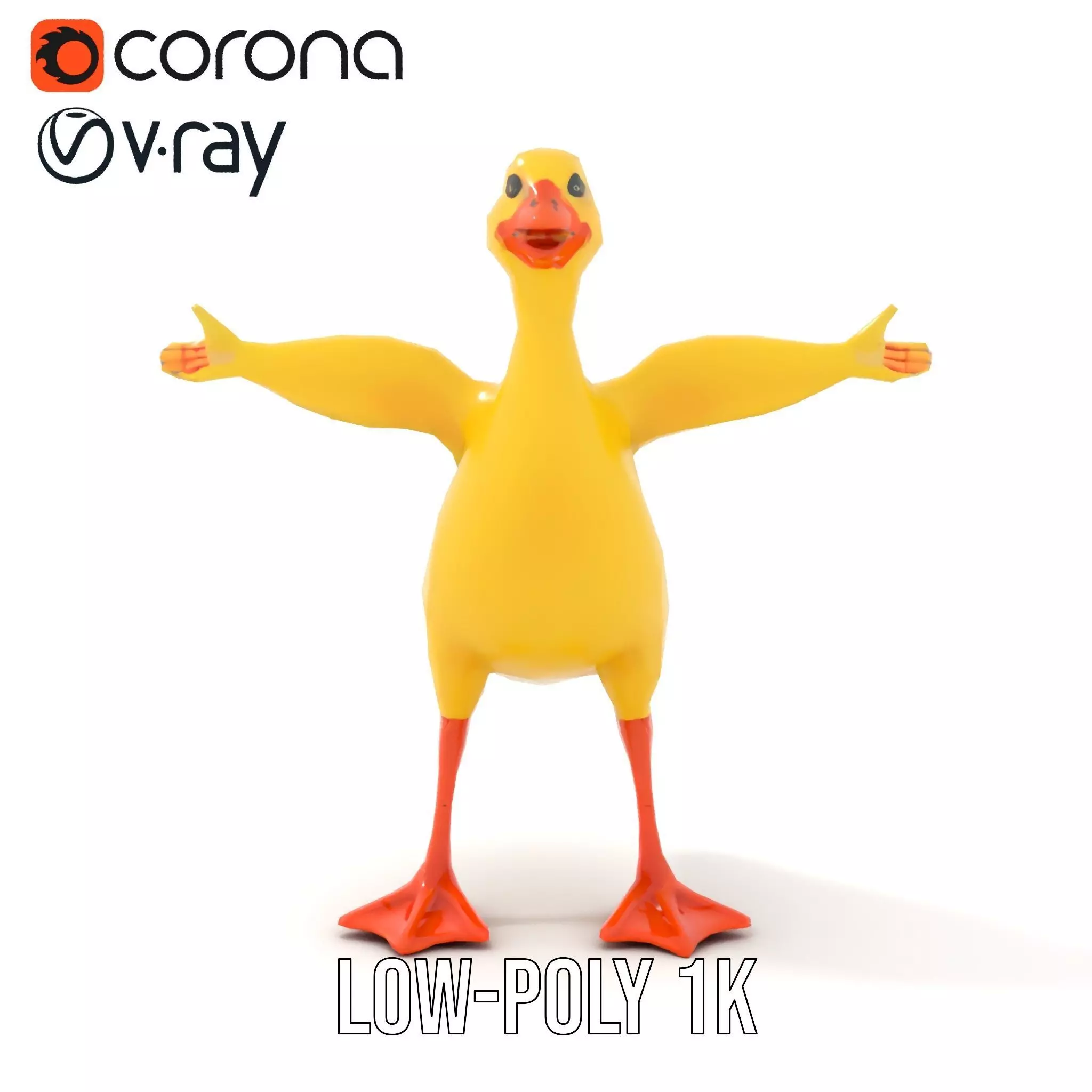 Yellow Cartoon Duck model pack Low-poly 3D model_12