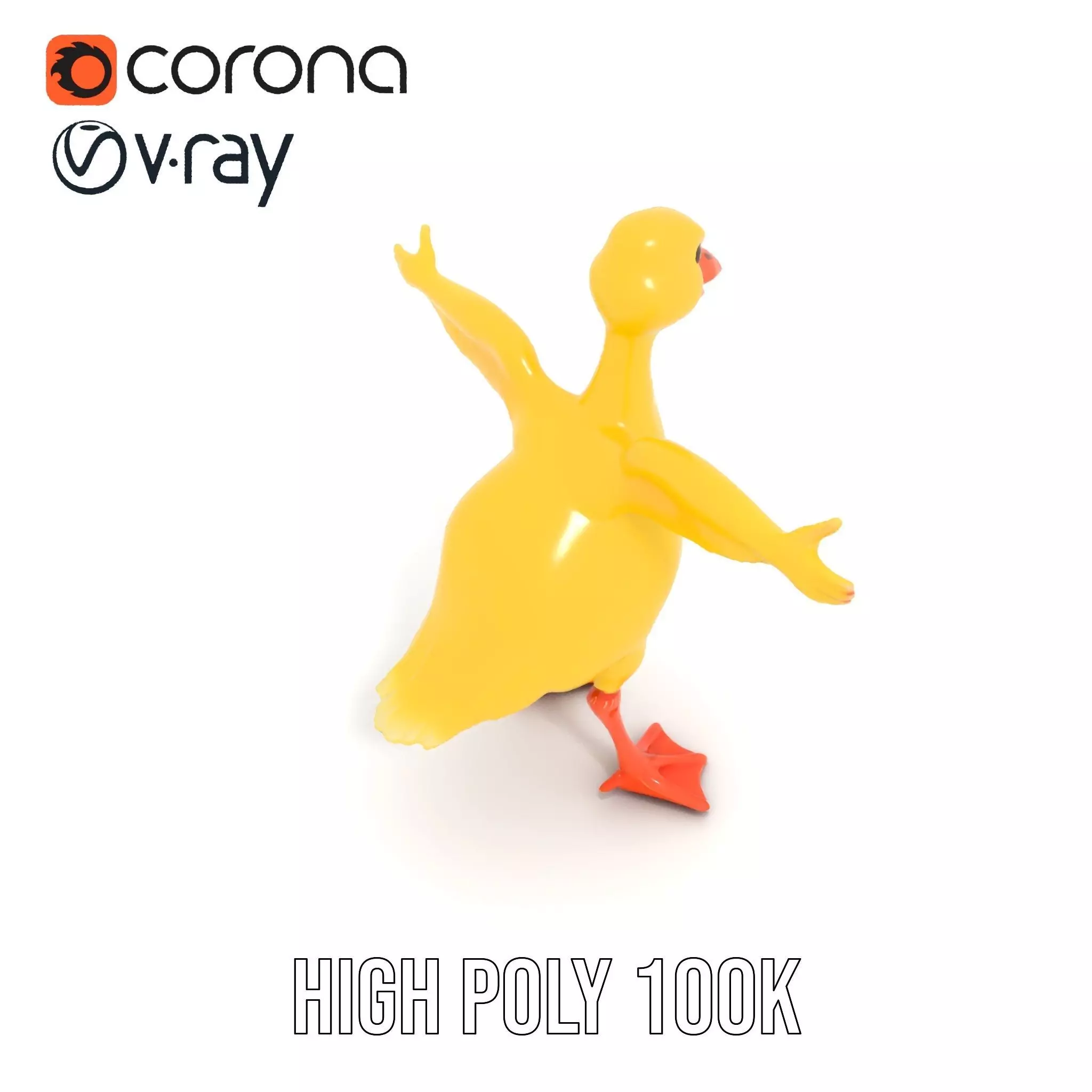 Yellow Cartoon Duck model pack Low-poly 3D model_20