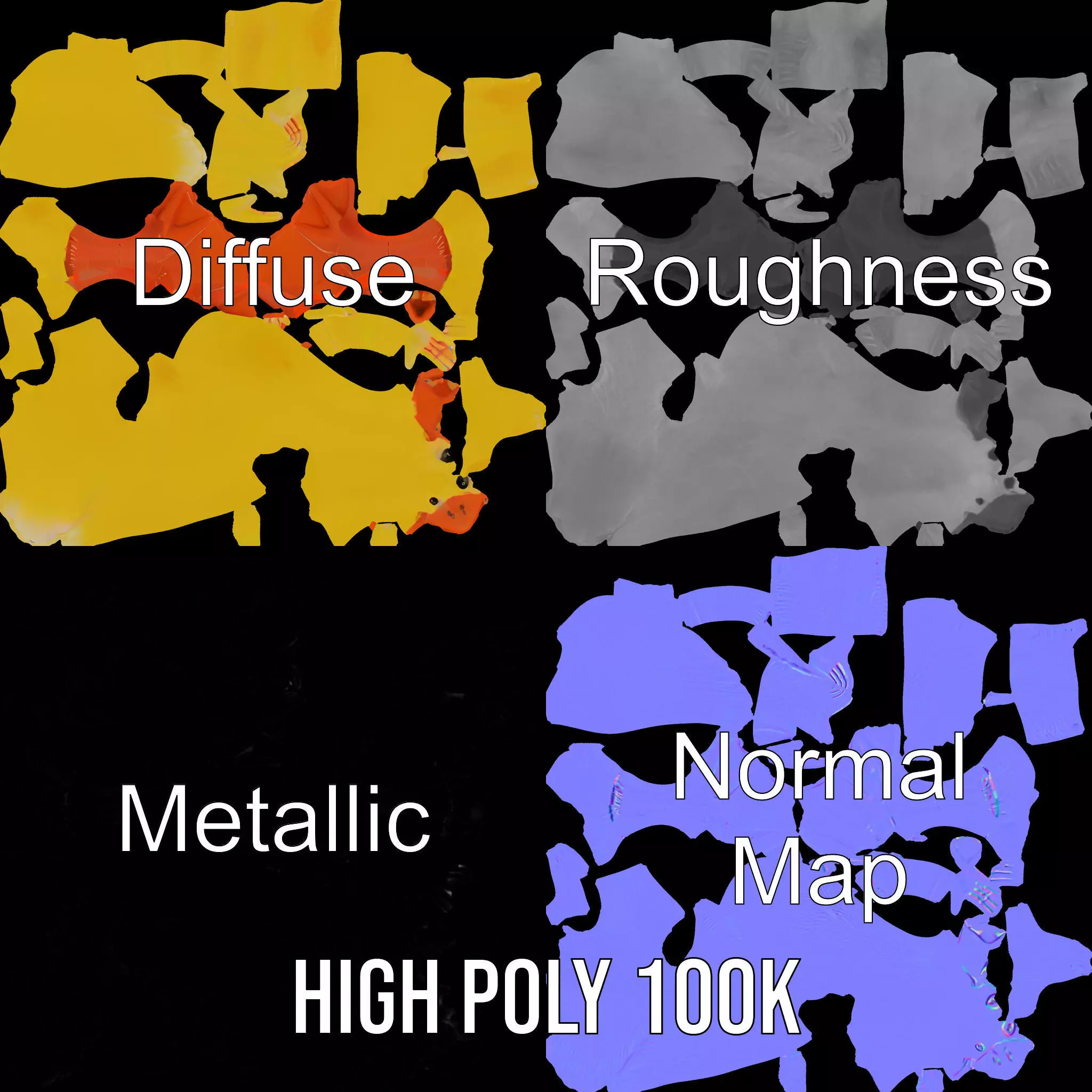 Yellow Cartoon Duck model pack Low-poly 3D model_3