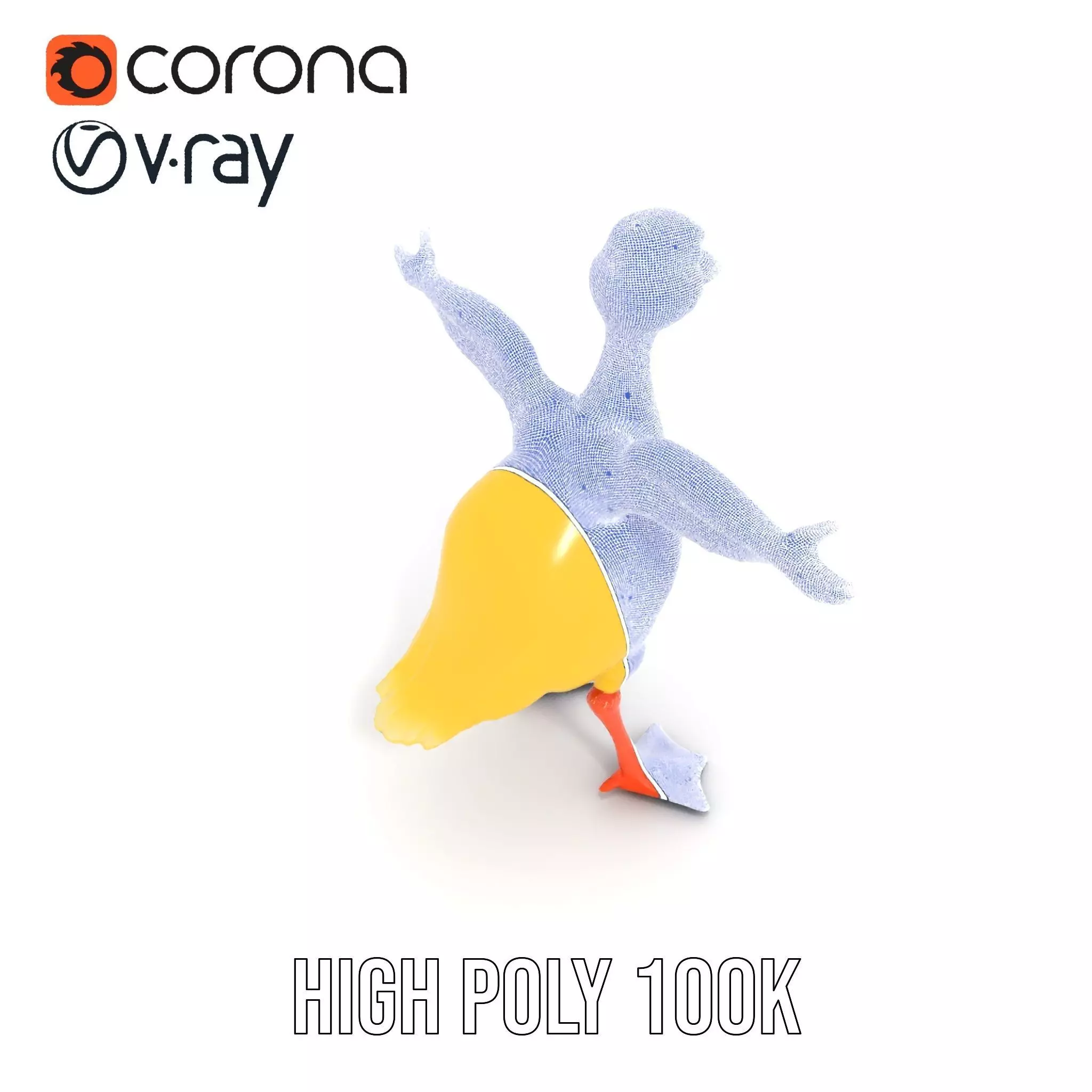 Yellow Cartoon Duck model pack Low-poly 3D model_29