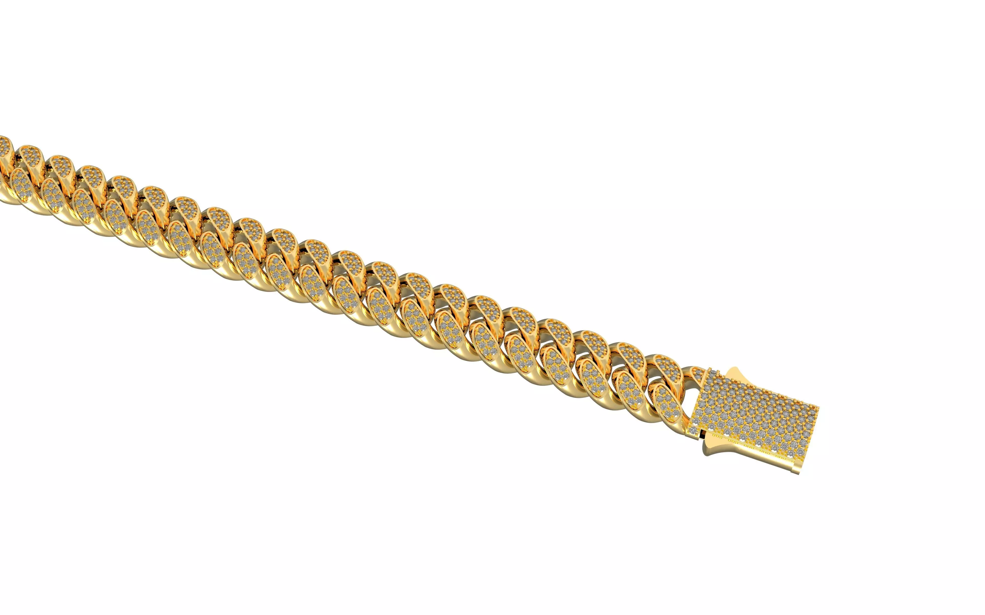 Miami Cuban Chain Bracelet box clasp 3D print model_21