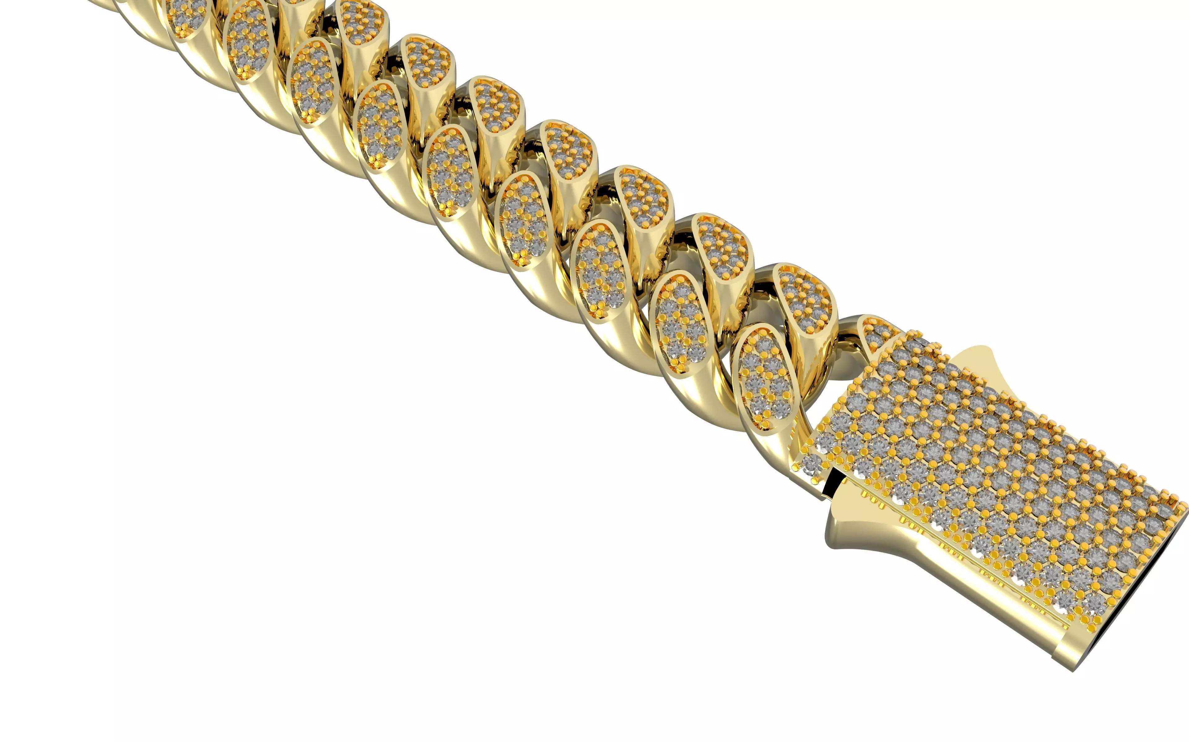 Miami Cuban Chain Bracelet box clasp 3D print model_2