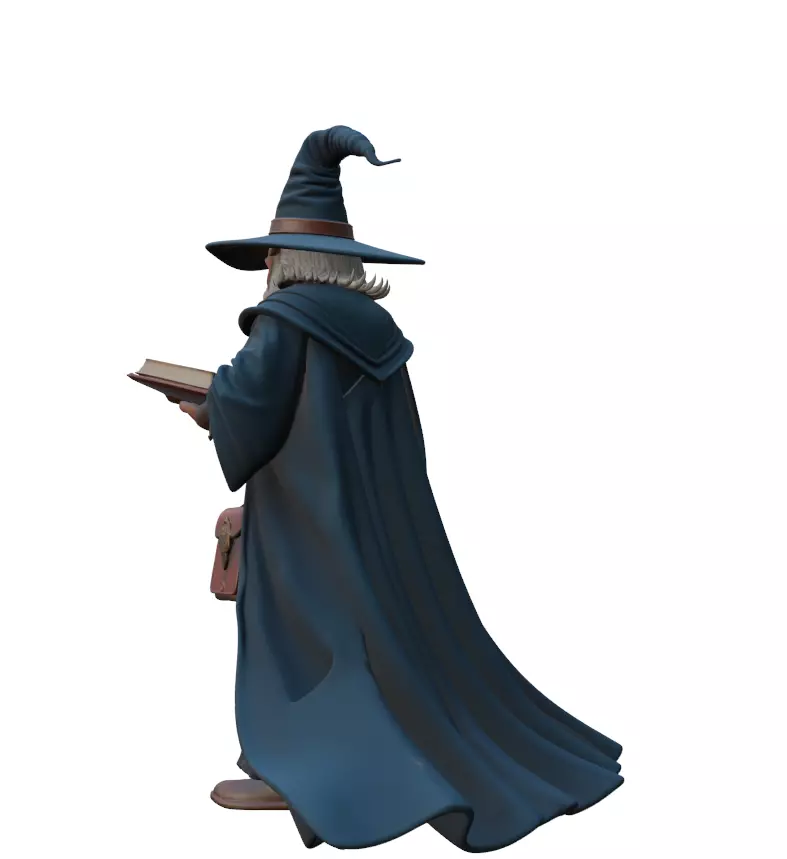 Wizard Character Model Fantasy Mage with Staff and Spellbook 3D model_2