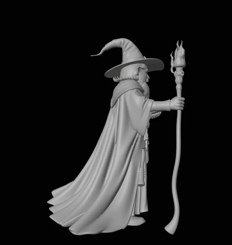 Wizard Character Model Fantasy Mage with Staff and Spellbook 3D model_10