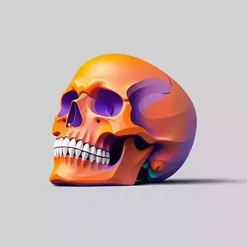 2560  Color 3D Model of a Halloween Skull  Low Poly Style