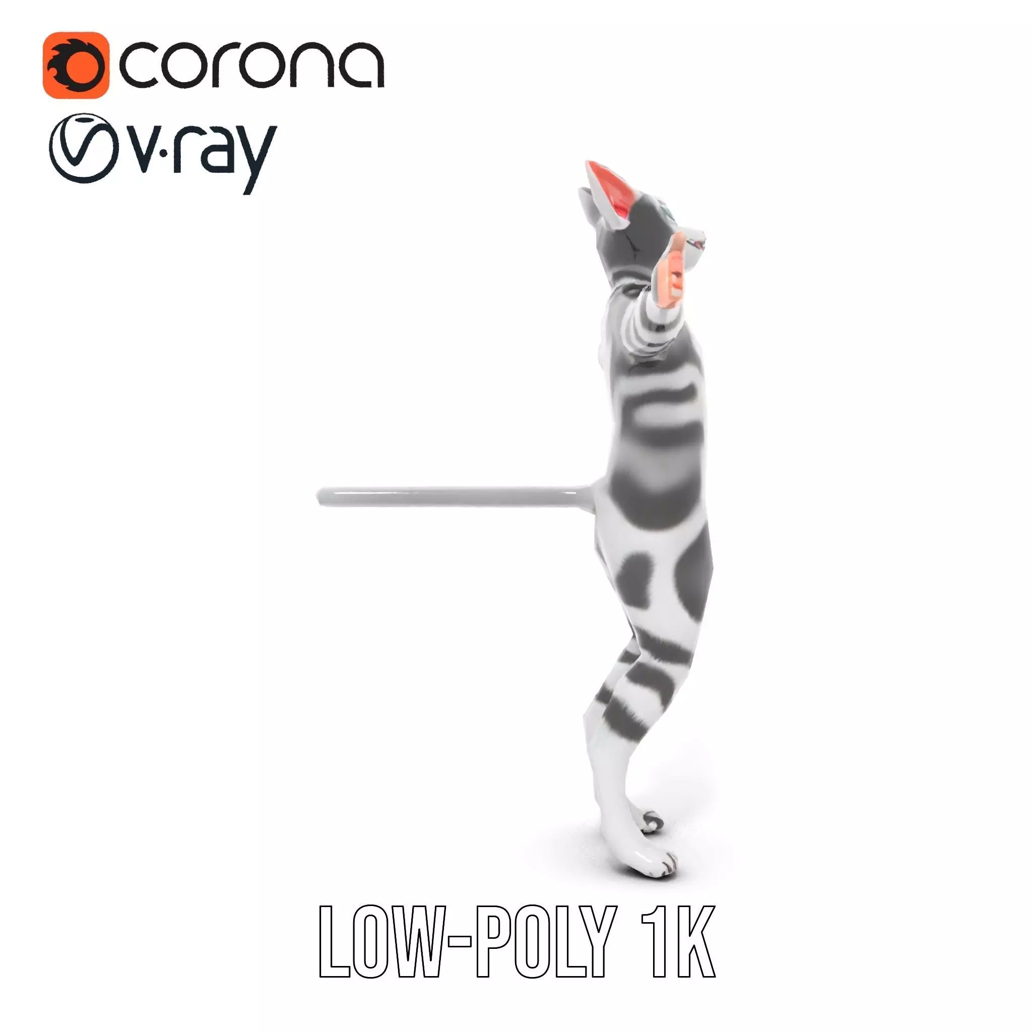 Striped Cartoon Cat model pack Low-poly 3D model_7