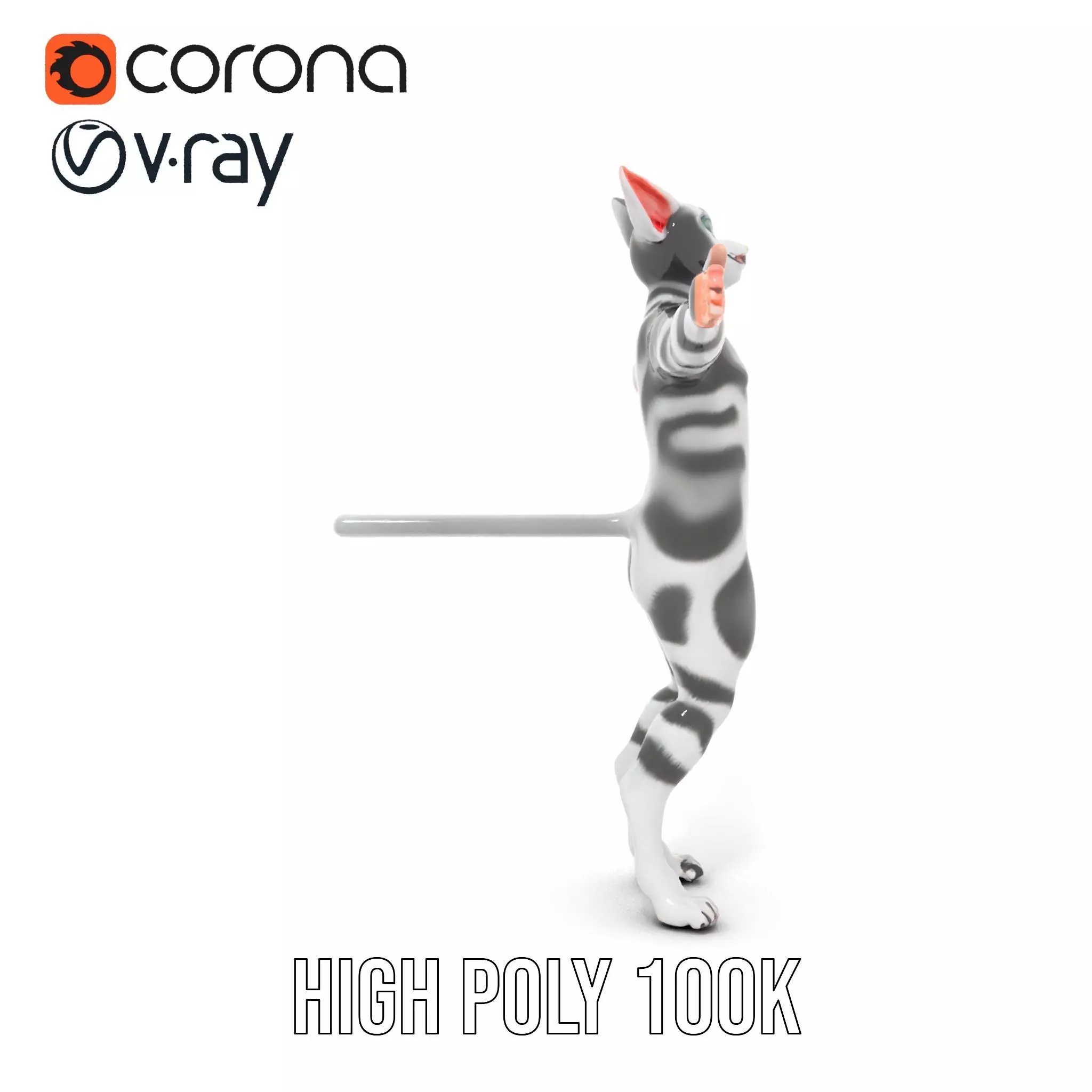 Striped Cartoon Cat model pack Low-poly 3D model_29