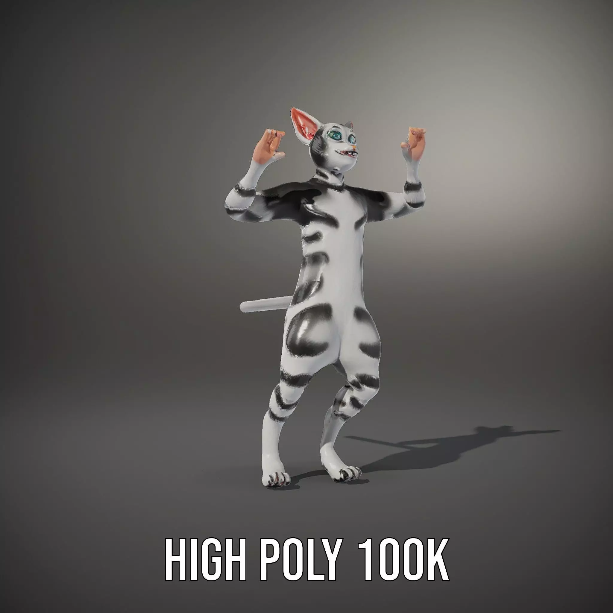 Striped Cartoon Cat model pack Low-poly 3D model_9