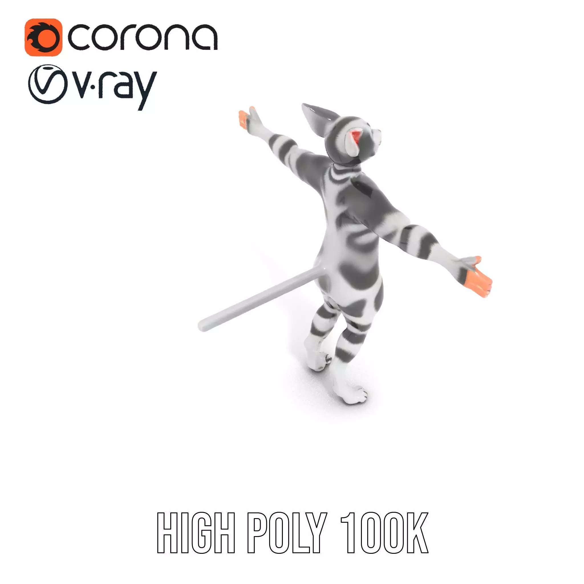 Striped Cartoon Cat model pack Low-poly 3D model_20