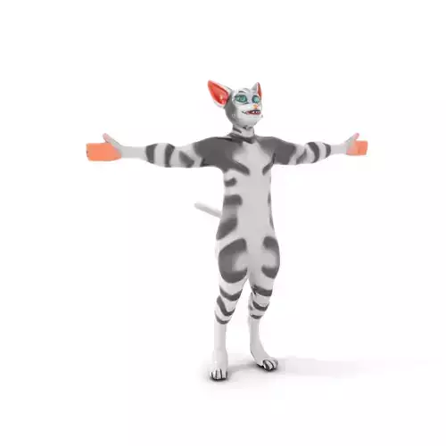 Striped Cartoon Cat model pack Low-poly 3D model