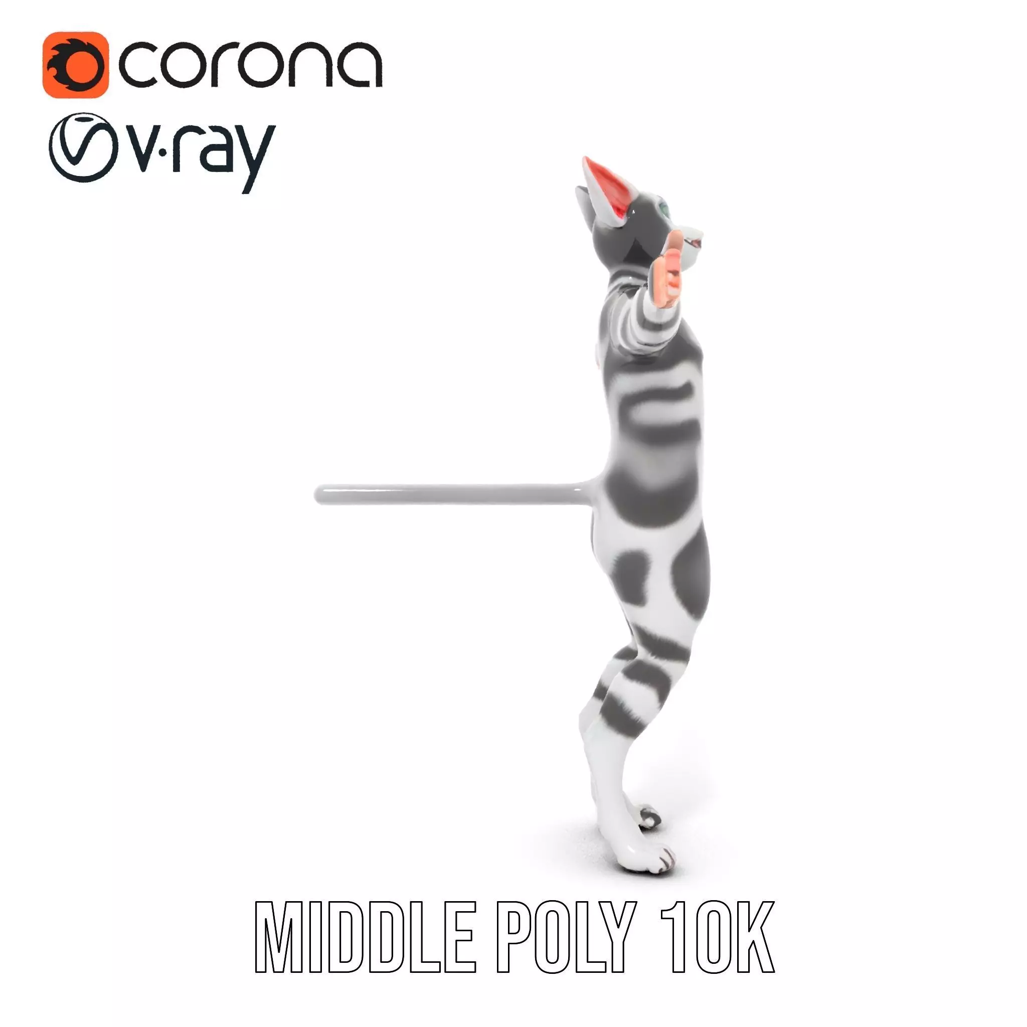 Striped Cartoon Cat model pack Low-poly 3D model_30