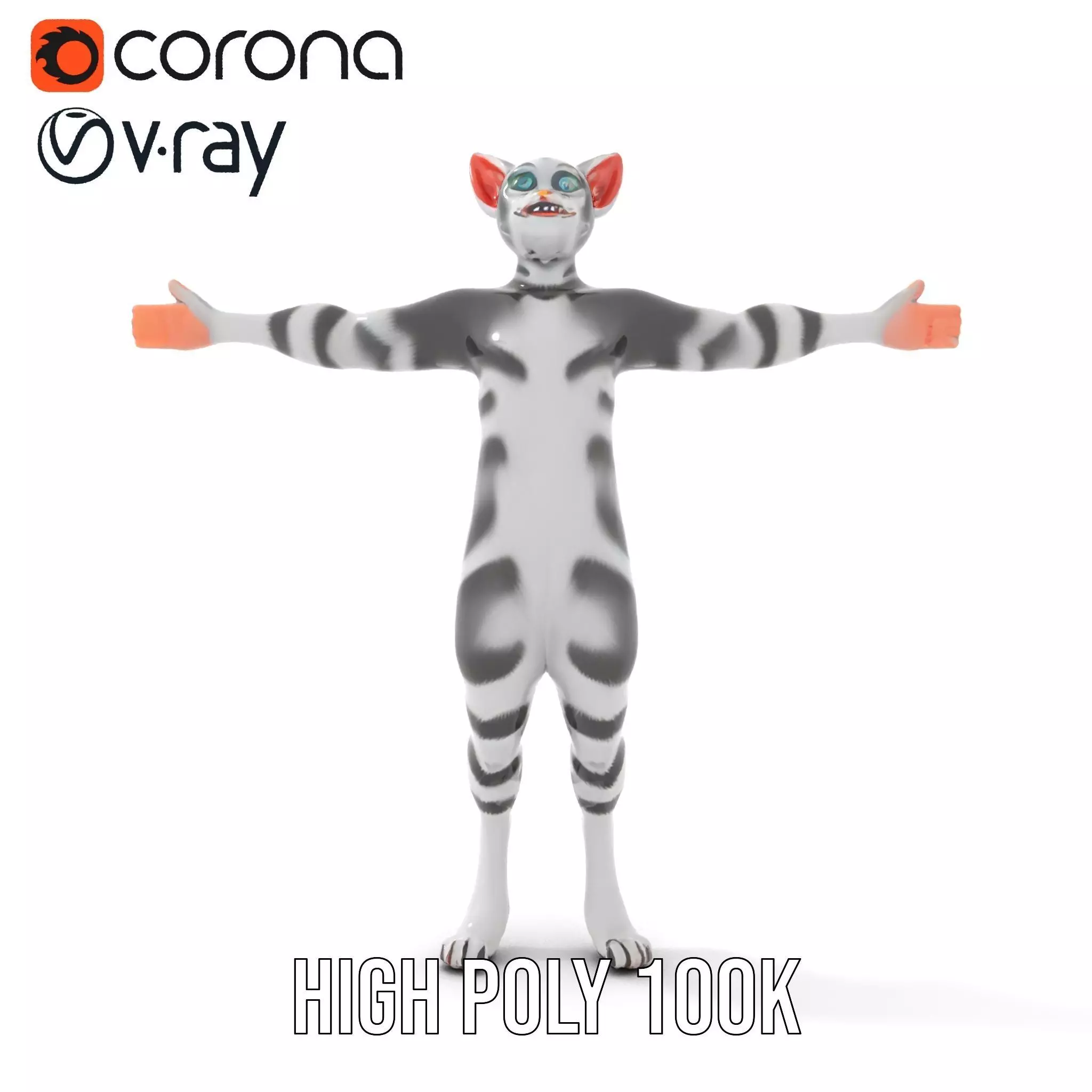 Striped Cartoon Cat model pack Low-poly 3D model_23