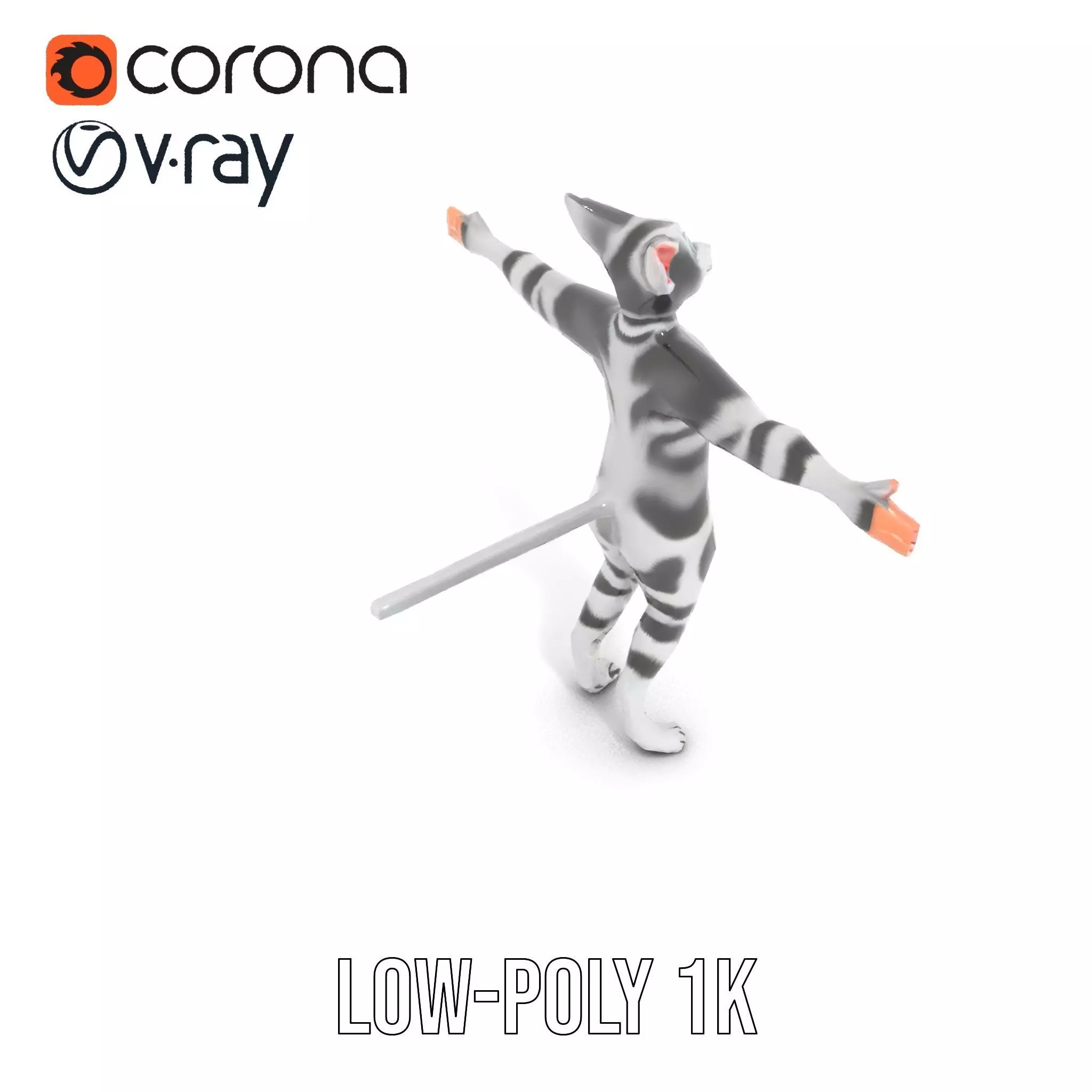 Striped Cartoon Cat model pack Low-poly 3D model_17