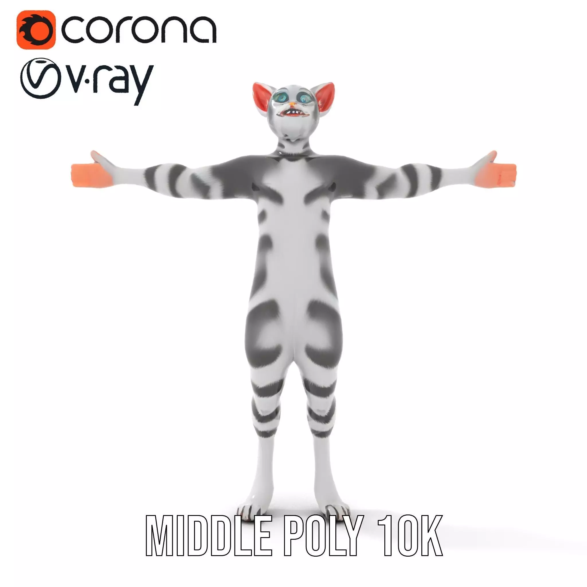 Striped Cartoon Cat model pack Low-poly 3D model_21