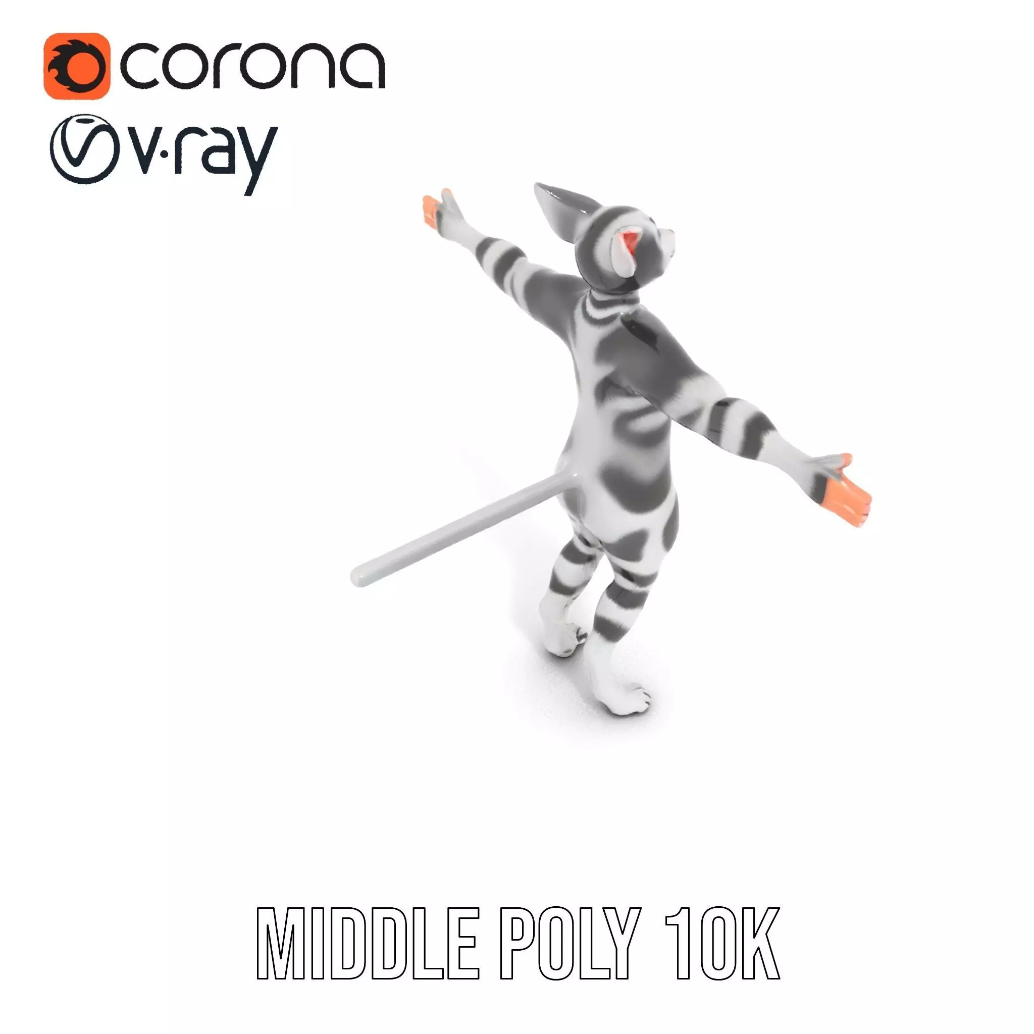 Striped Cartoon Cat model pack Low-poly 3D model_10