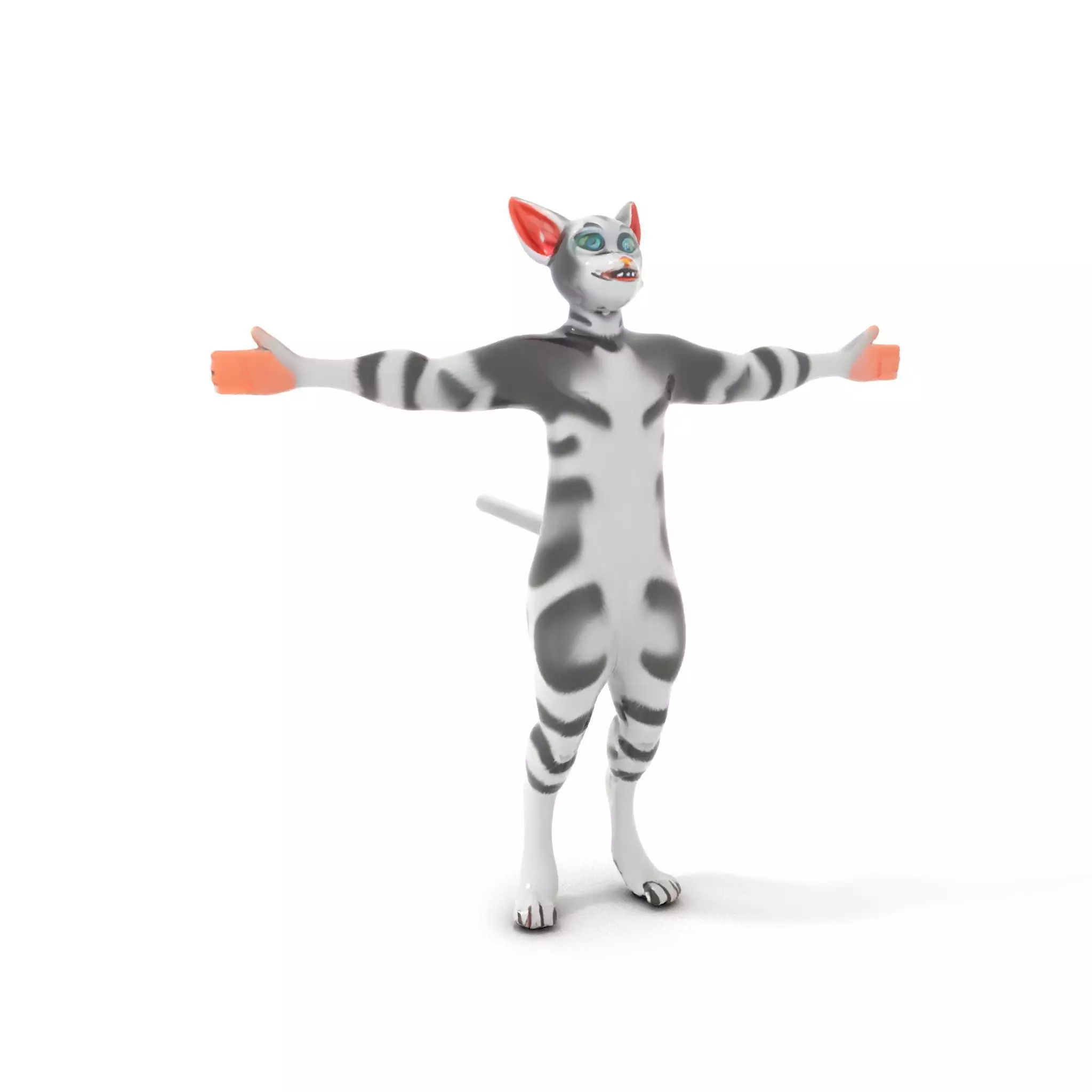 Striped Cartoon Cat model pack Low-poly 3D model_6