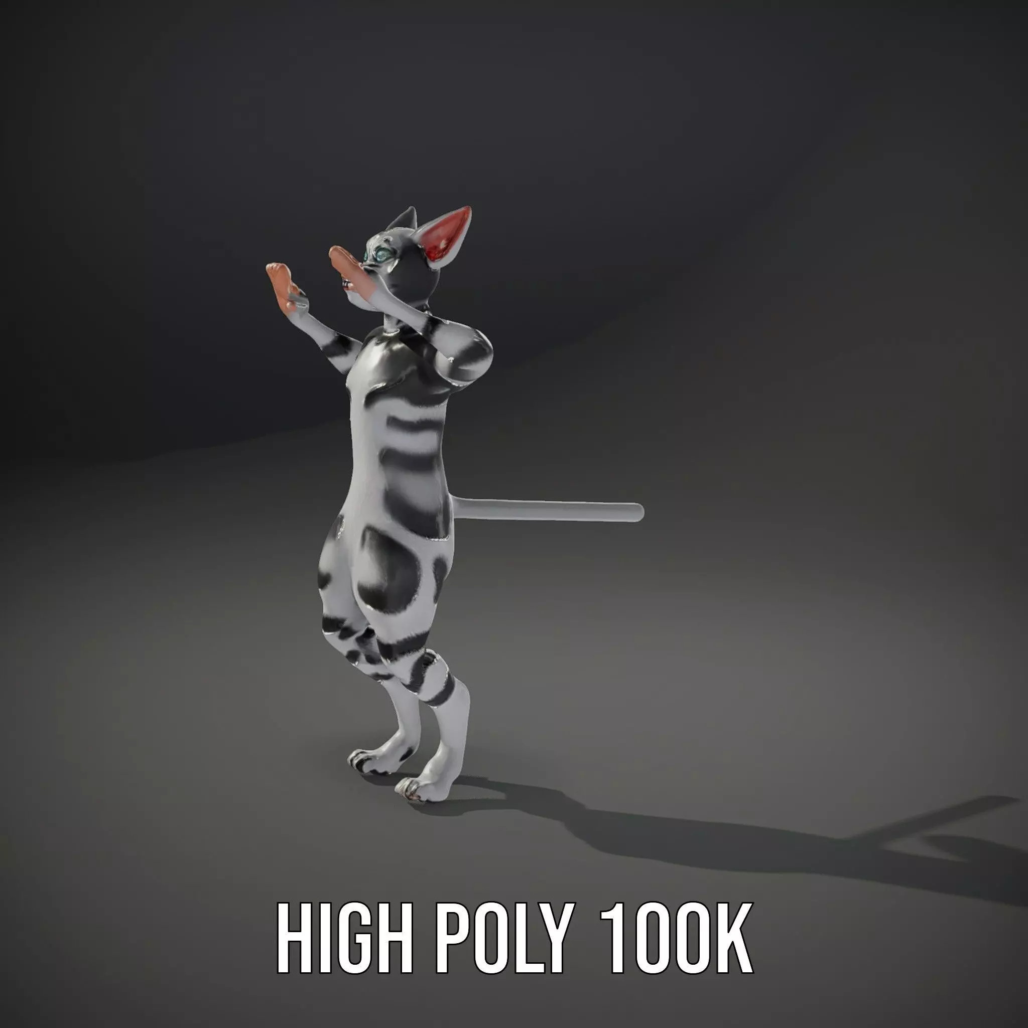 Striped Cartoon Cat model pack Low-poly 3D model_12