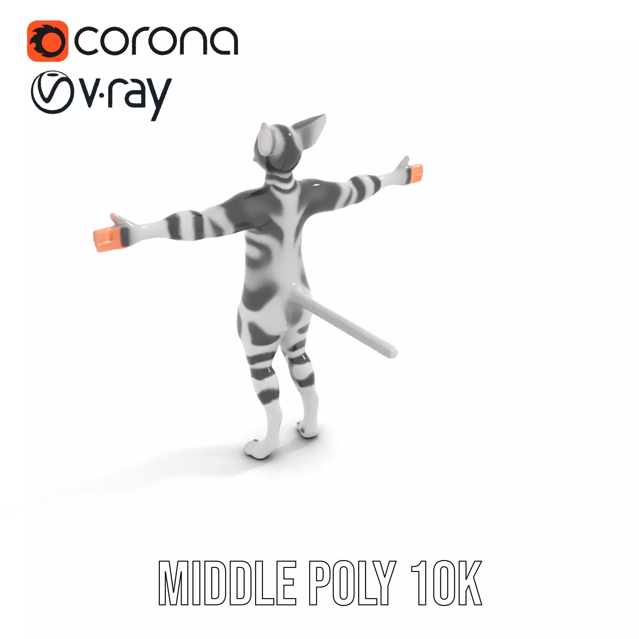 Striped Cartoon Cat model pack Low-poly 3D model_5