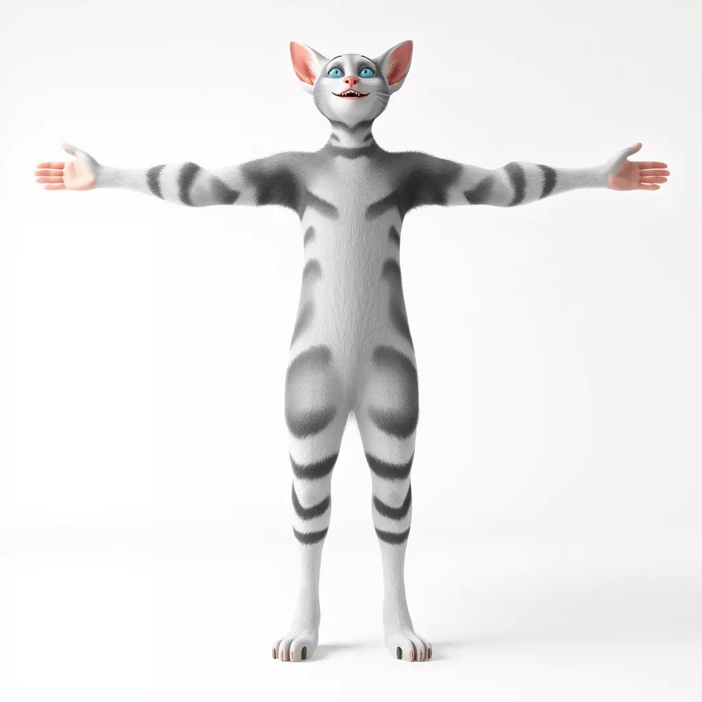 Striped Cartoon Cat model pack Low-poly 3D model_2