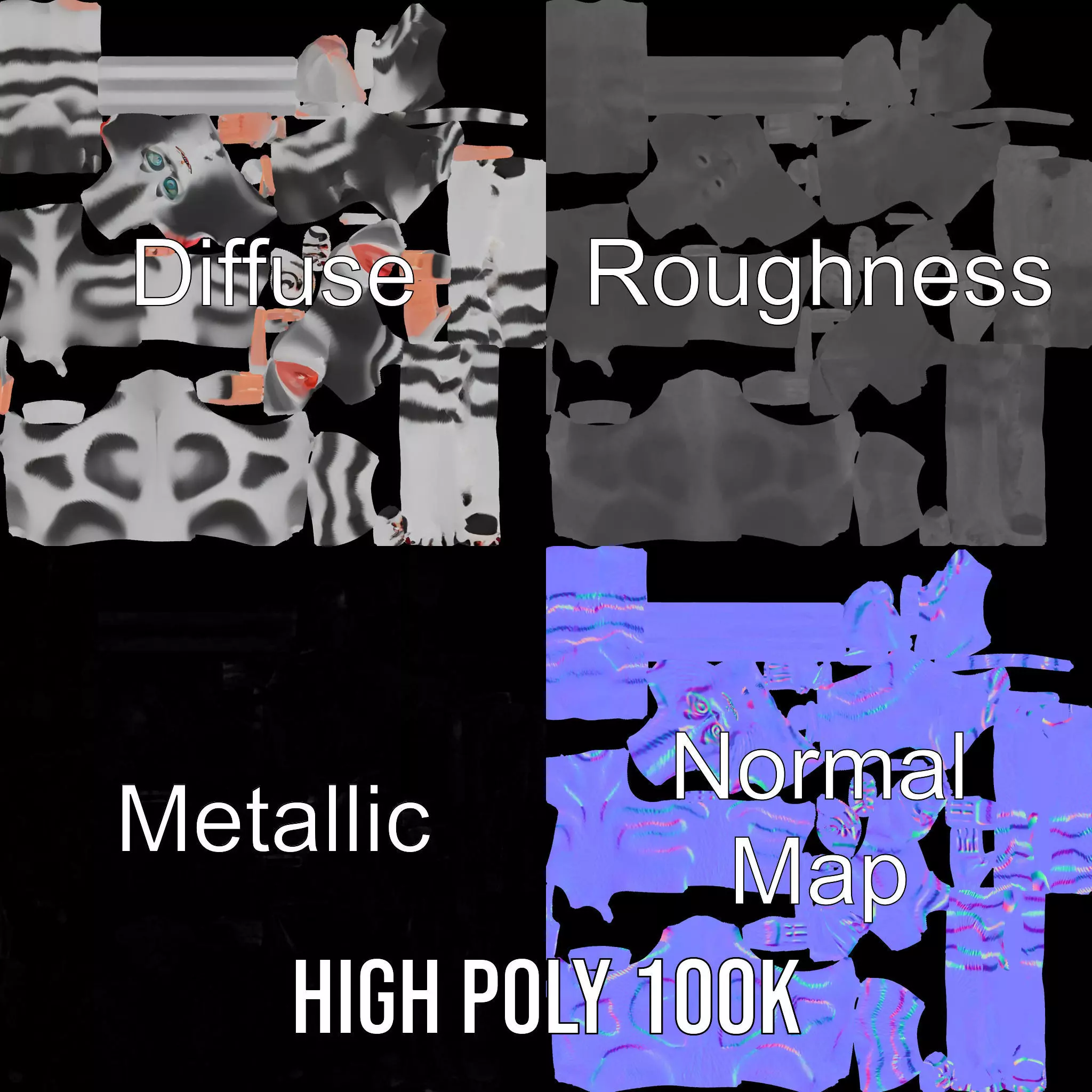 Striped Cartoon Cat model pack Low-poly 3D model_3