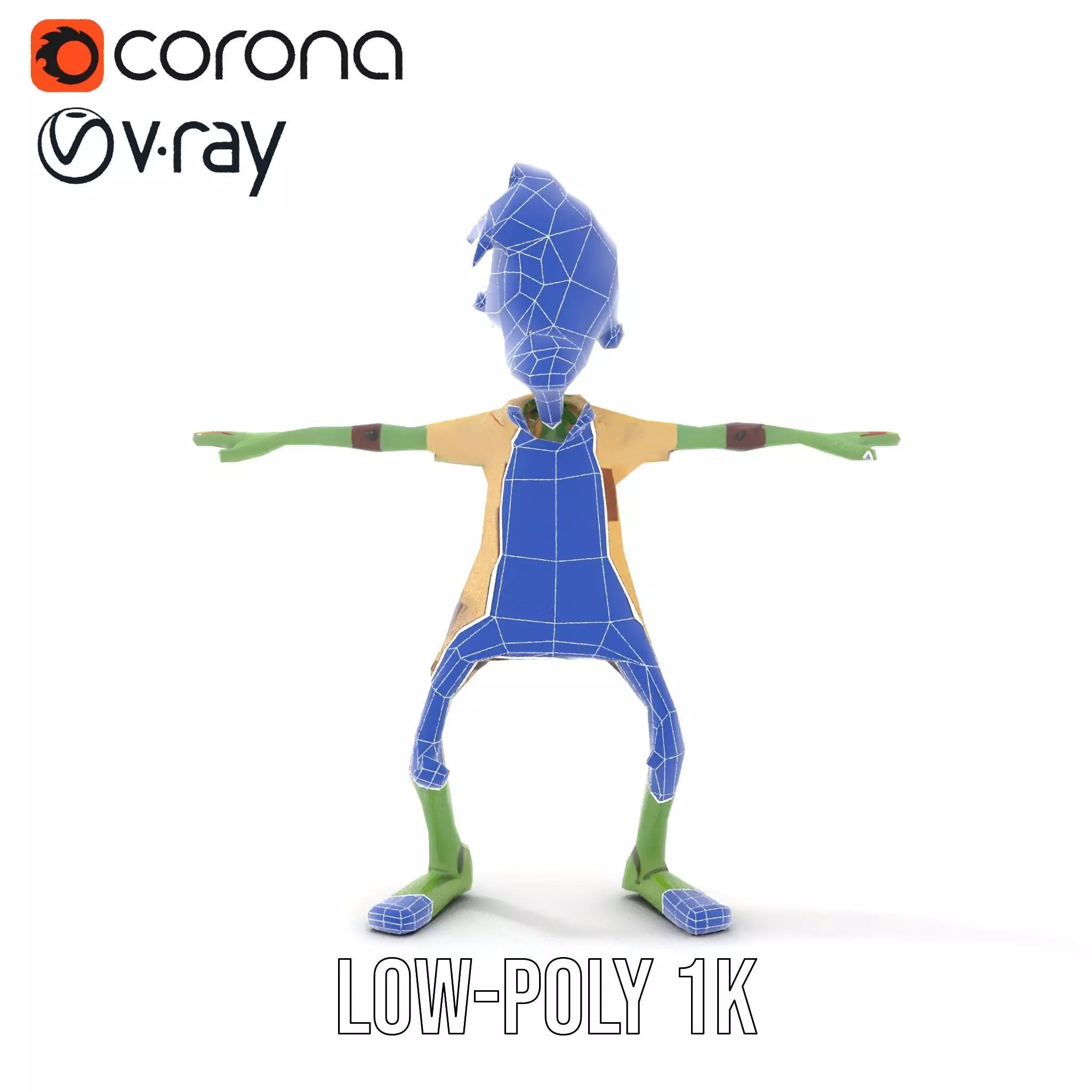 Patchwork Zombie model pack Low-poly 3D model_16