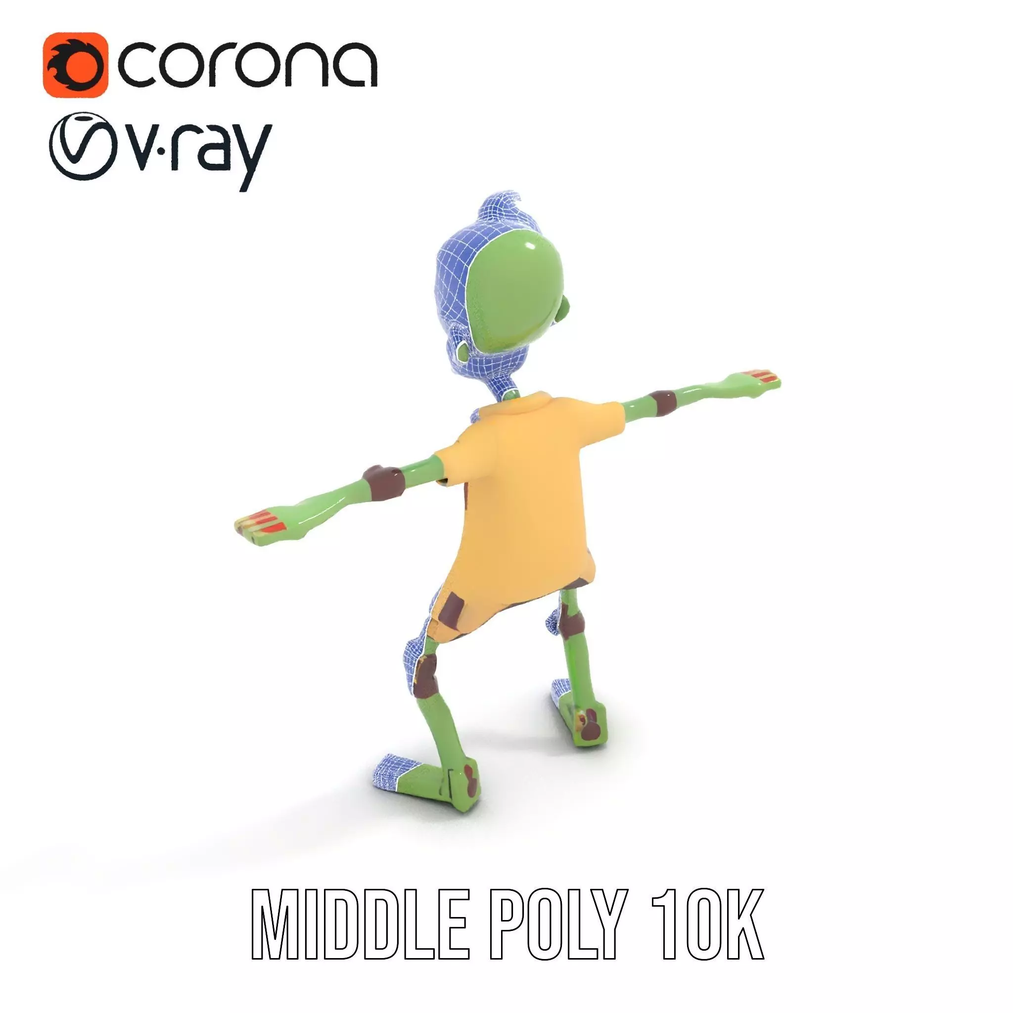 Patchwork Zombie model pack Low-poly 3D model_6