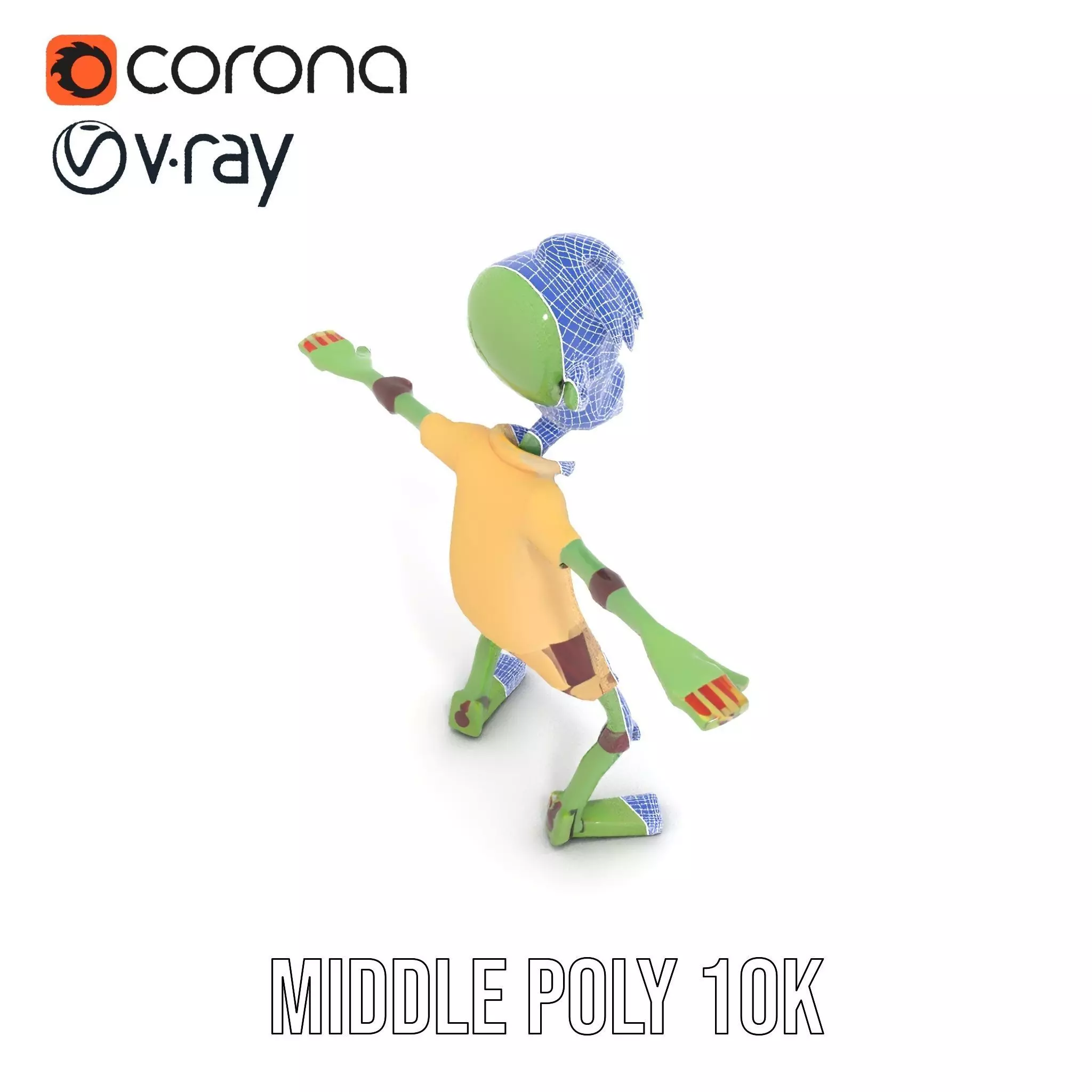 Patchwork Zombie model pack Low-poly 3D model_26