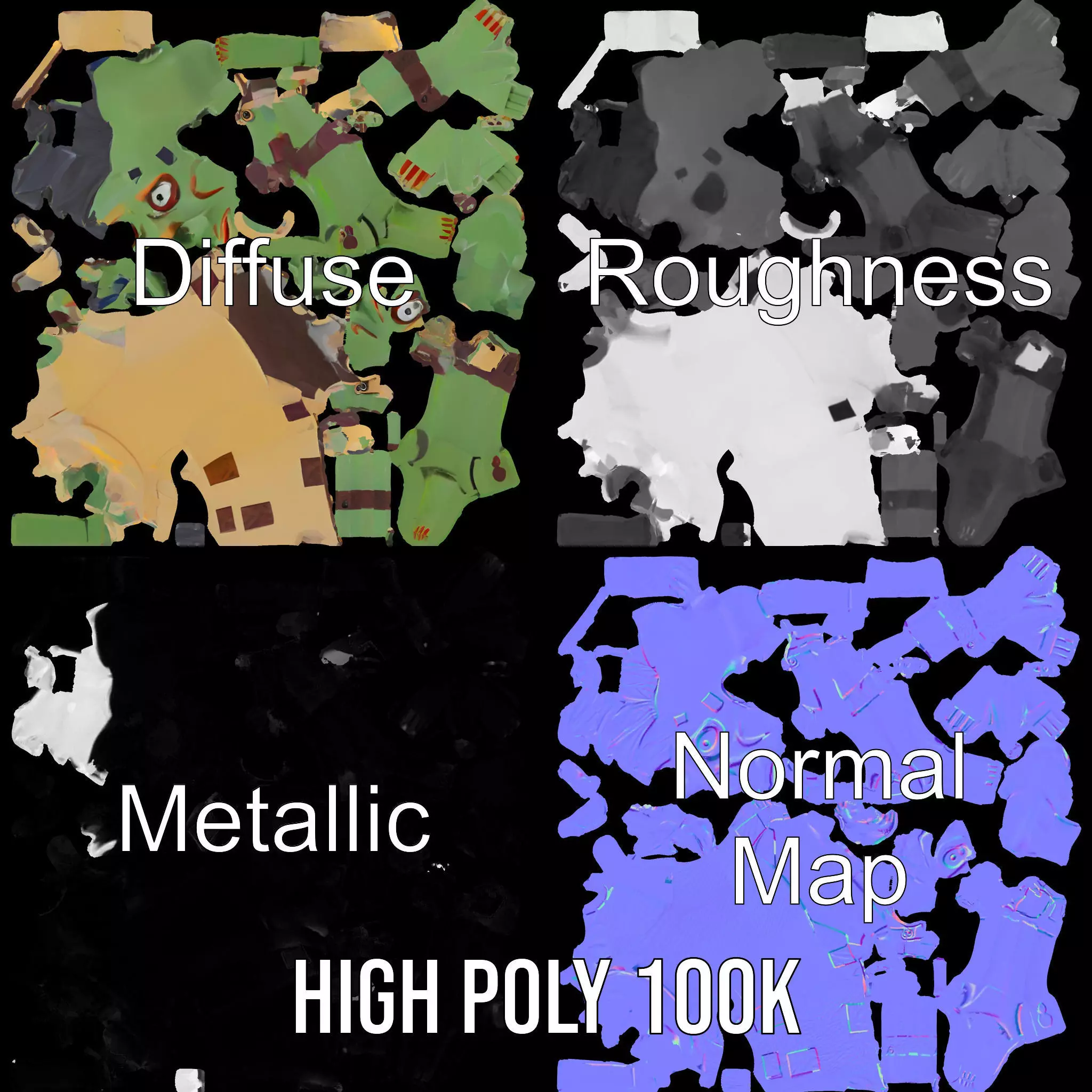 Patchwork Zombie model pack Low-poly 3D model_3