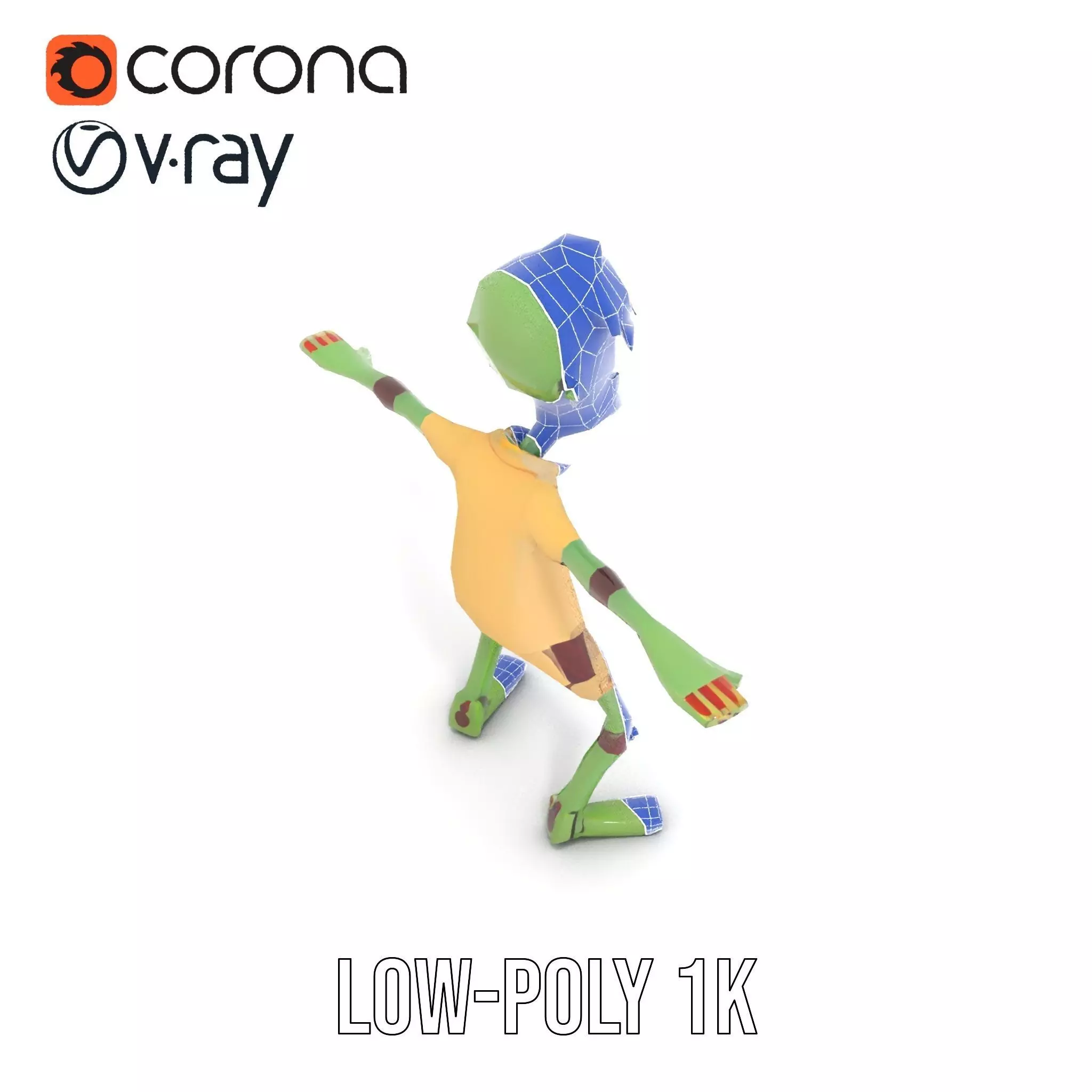 Patchwork Zombie model pack Low-poly 3D model_19