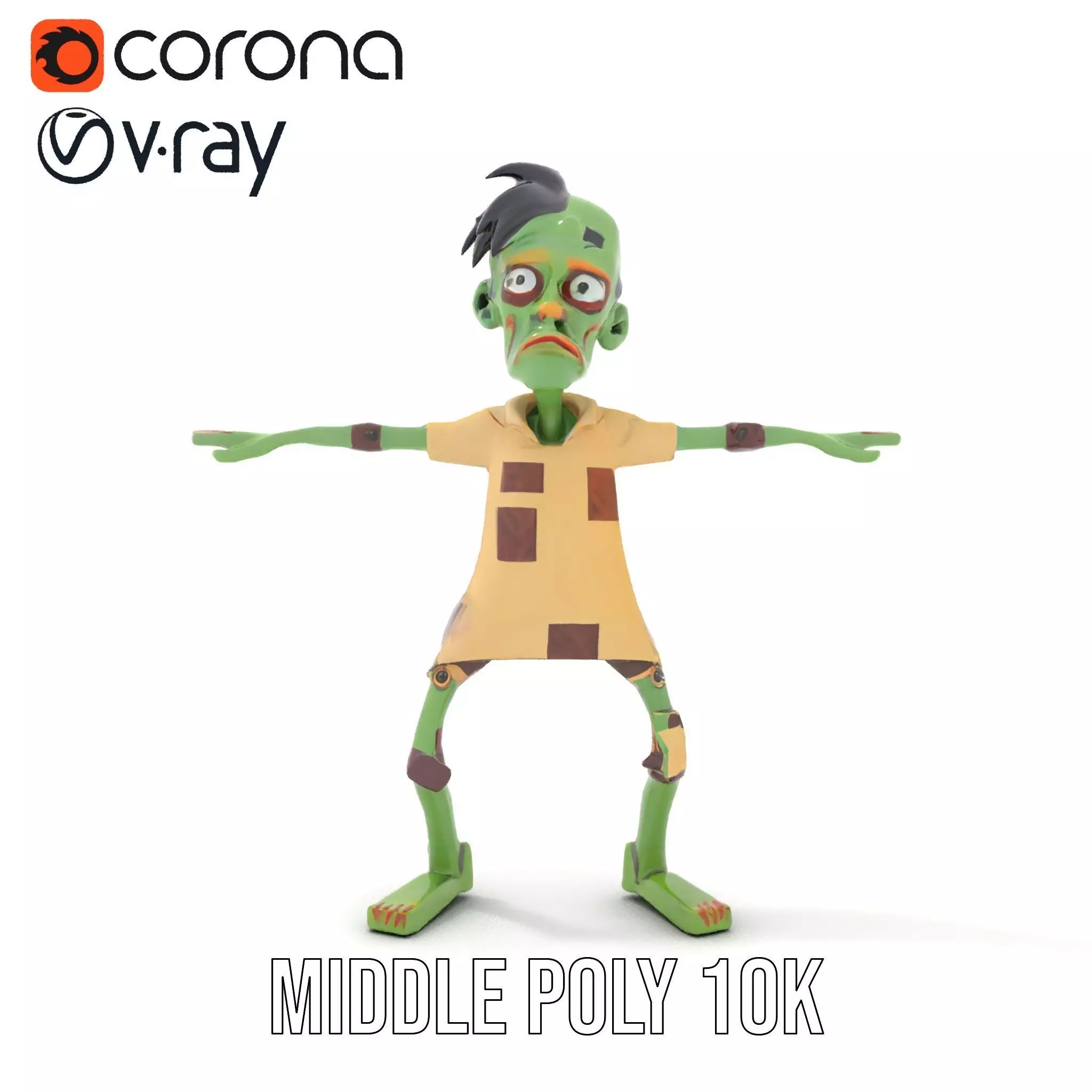 Patchwork Zombie model pack Low-poly 3D model_10