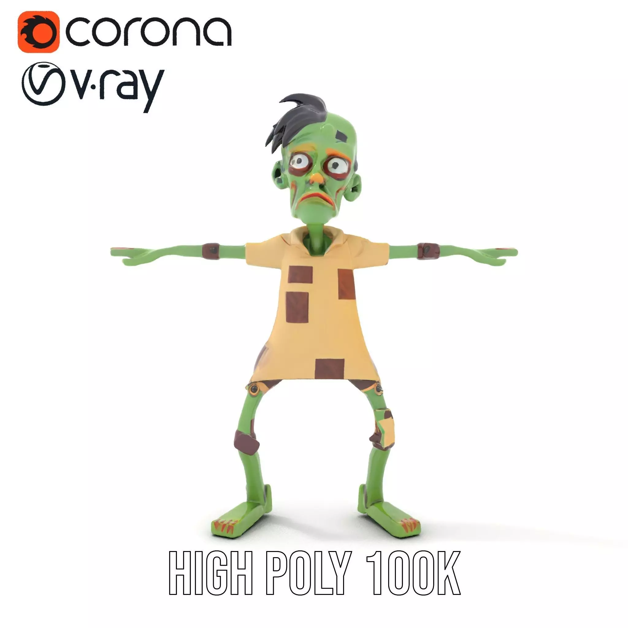 Patchwork Zombie model pack Low-poly 3D model_25