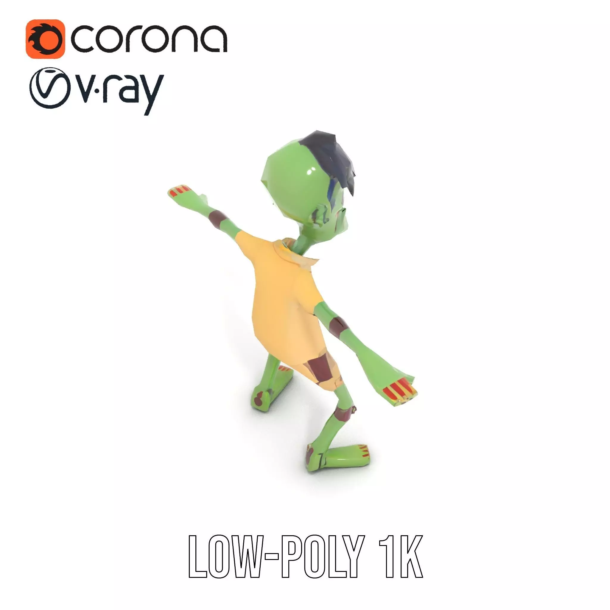 Patchwork Zombie model pack Low-poly 3D model_11