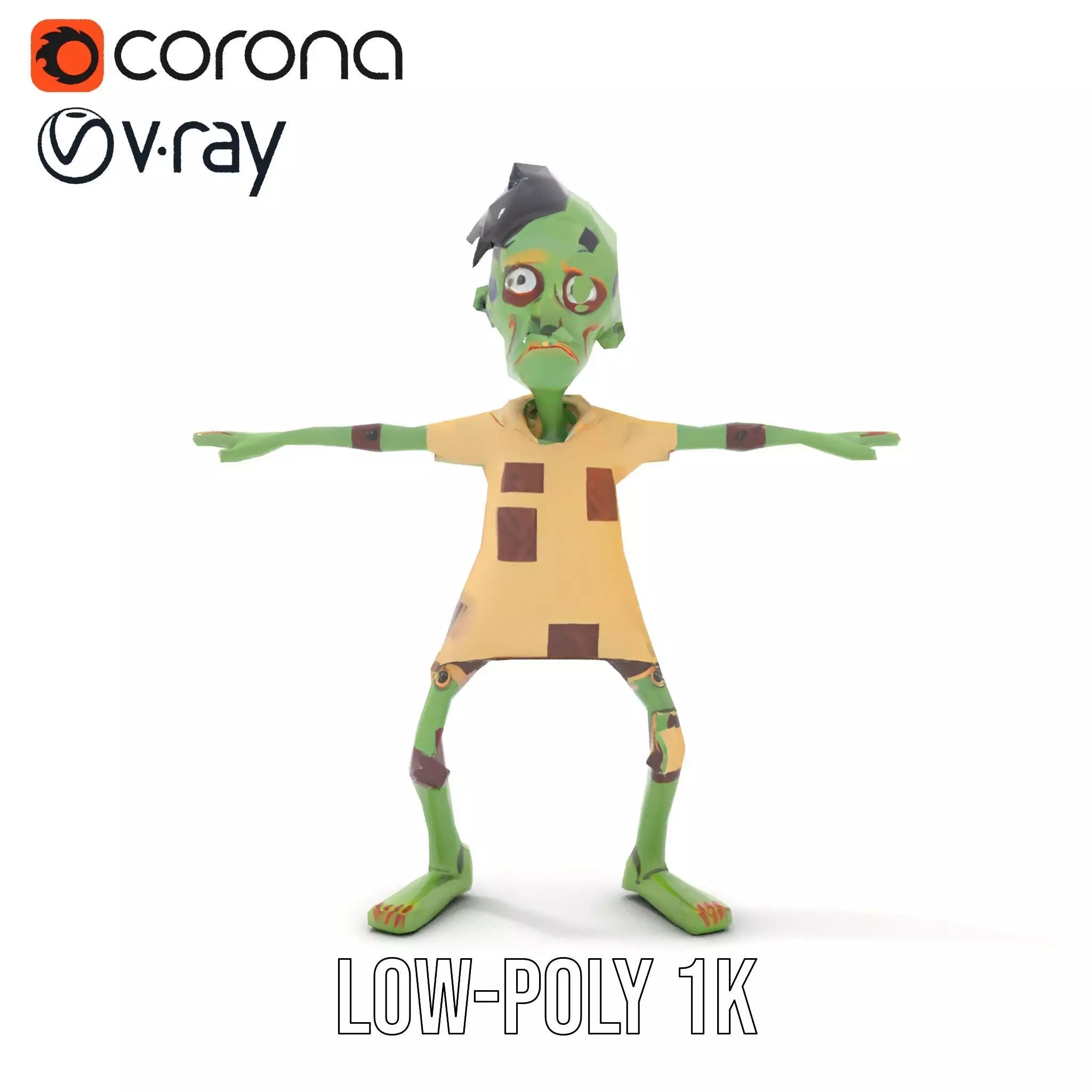 Patchwork Zombie model pack Low-poly 3D model_24