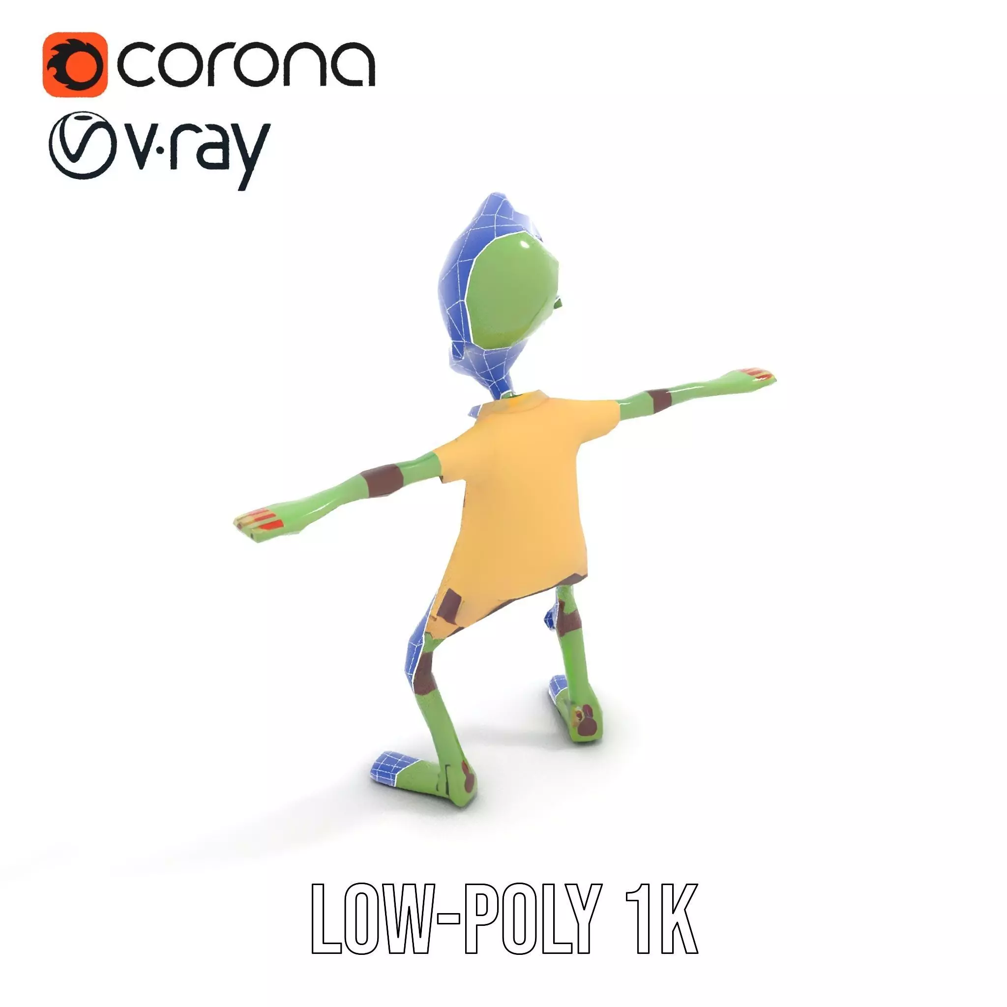 Patchwork Zombie model pack Low-poly 3D model_30