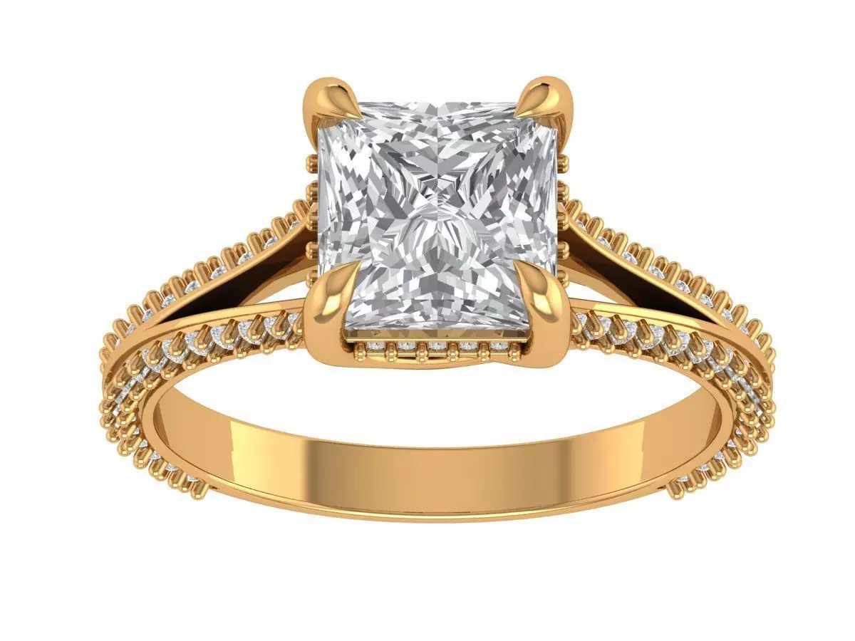 Princess Engagement Ring 3D print model_5