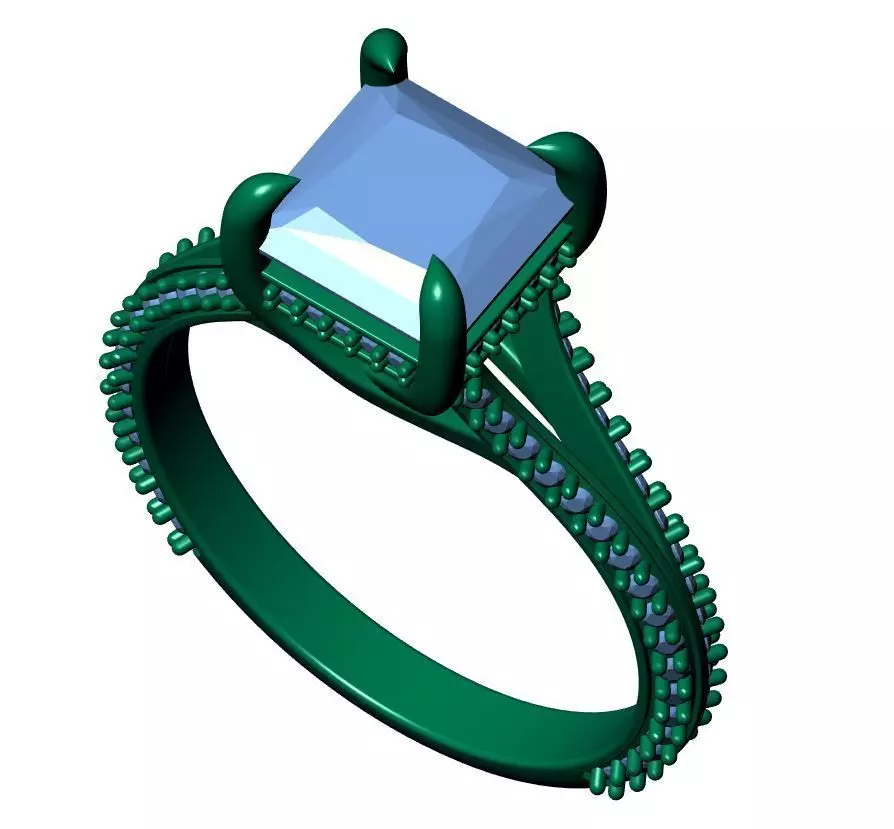 Princess Engagement Ring 3D print model_8