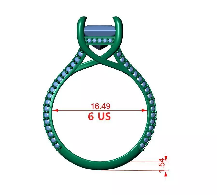 Princess Engagement Ring 3D print model_13