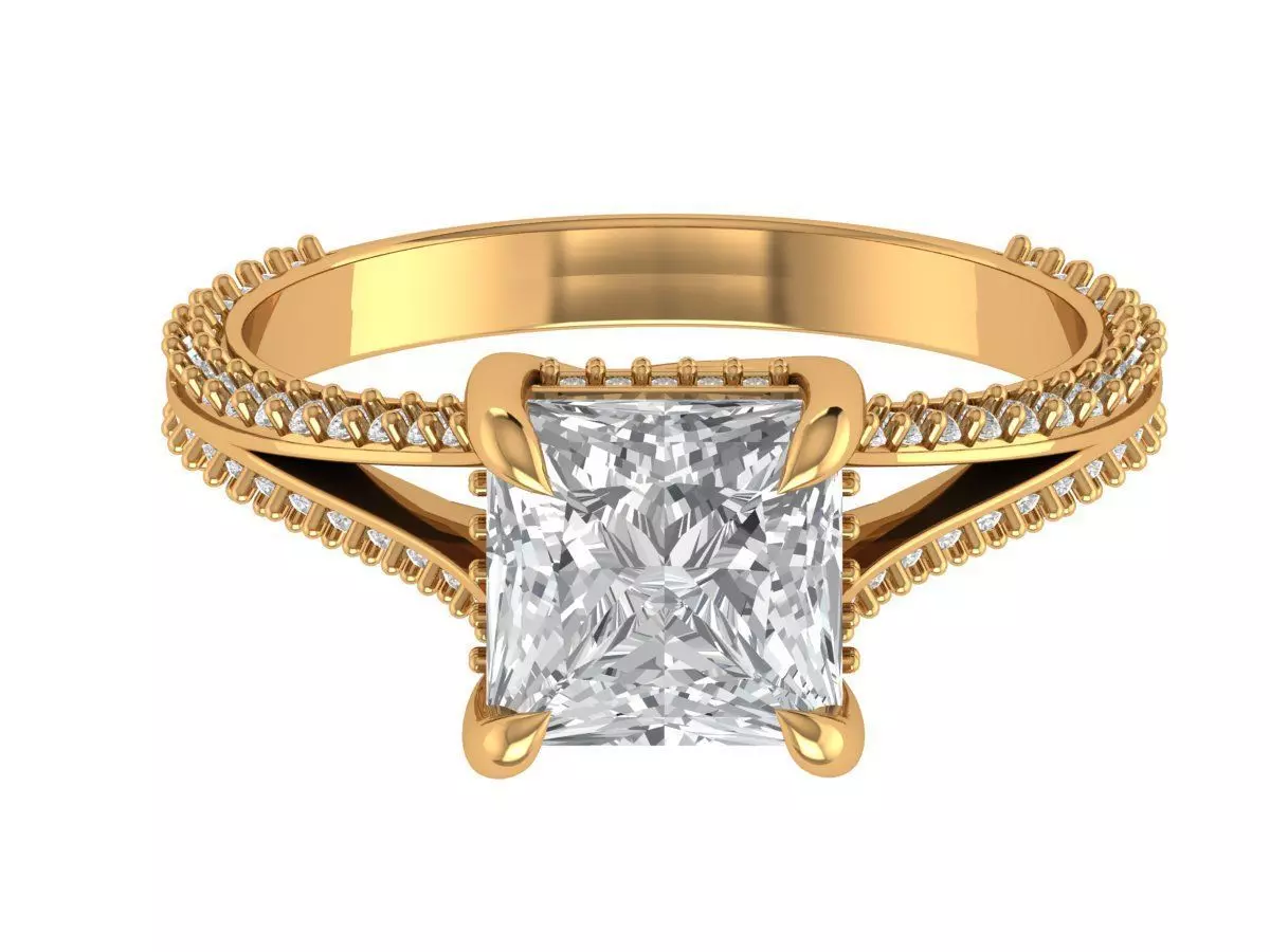 Princess Engagement Ring 3D print model_0