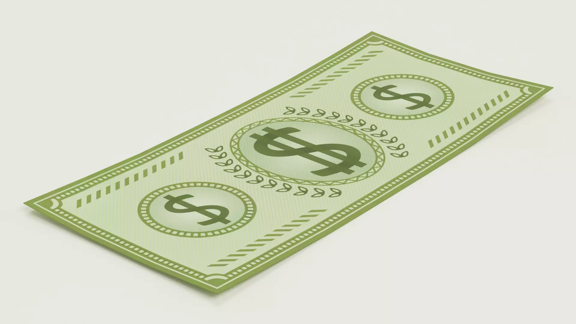 Cartoon Money Bill Low-poly 3D model_3