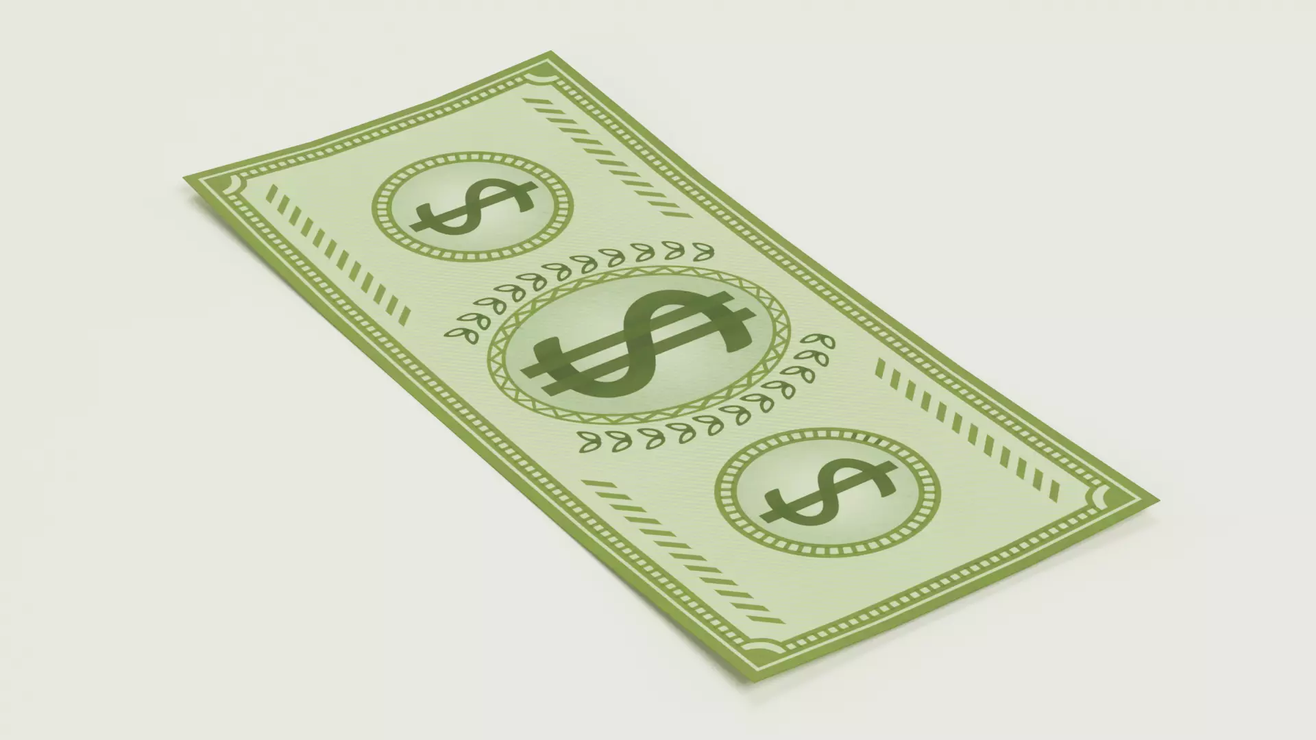 Cartoon Money Bill Low-poly 3D model_4