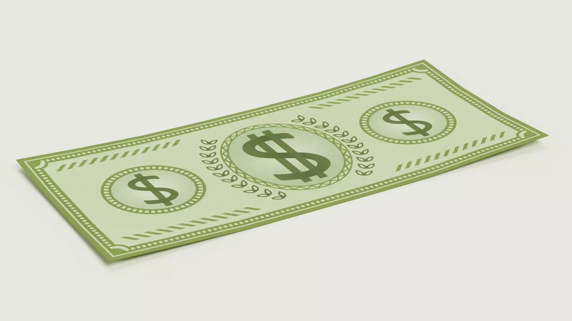 Cartoon Money Bill Low-poly 3D model_2