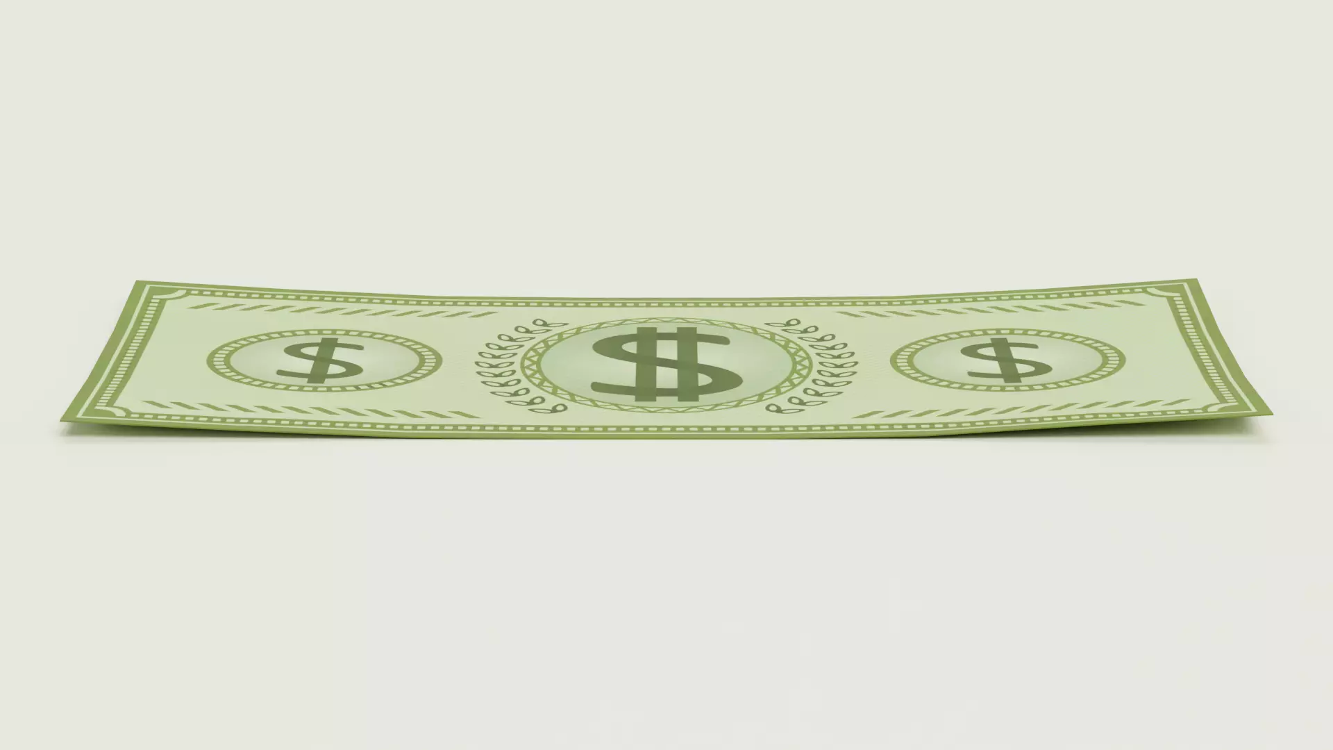 Cartoon Money Bill Low-poly 3D model_1