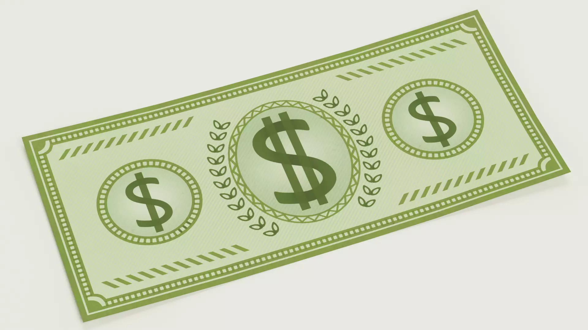 Cartoon Money Bill Low-poly 3D model_0