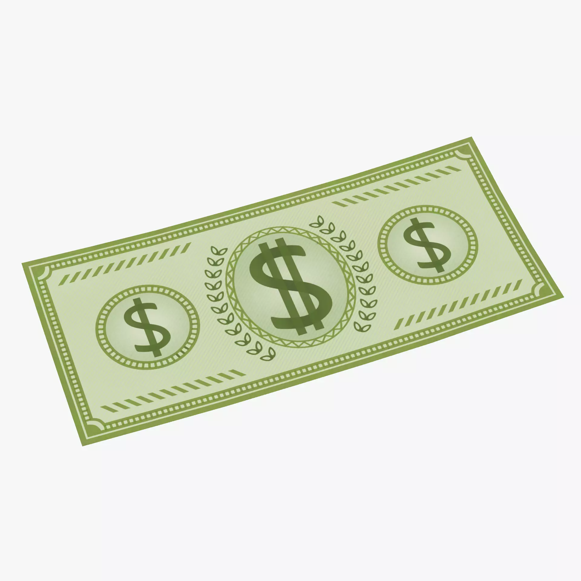Cartoon Money Bill Low-poly 3D model_9