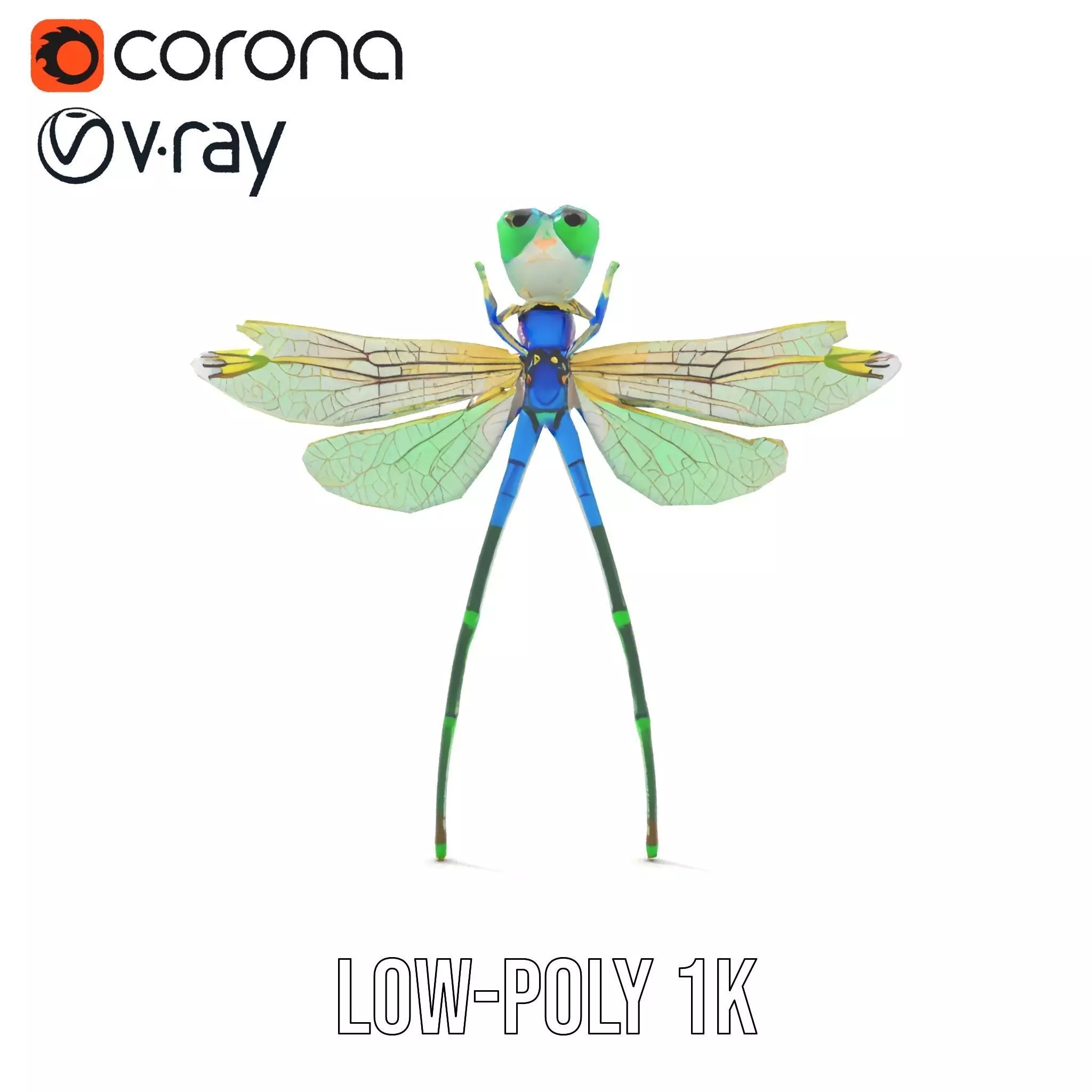 Vibrant Dragonfly model pack Low-poly 3D model_16