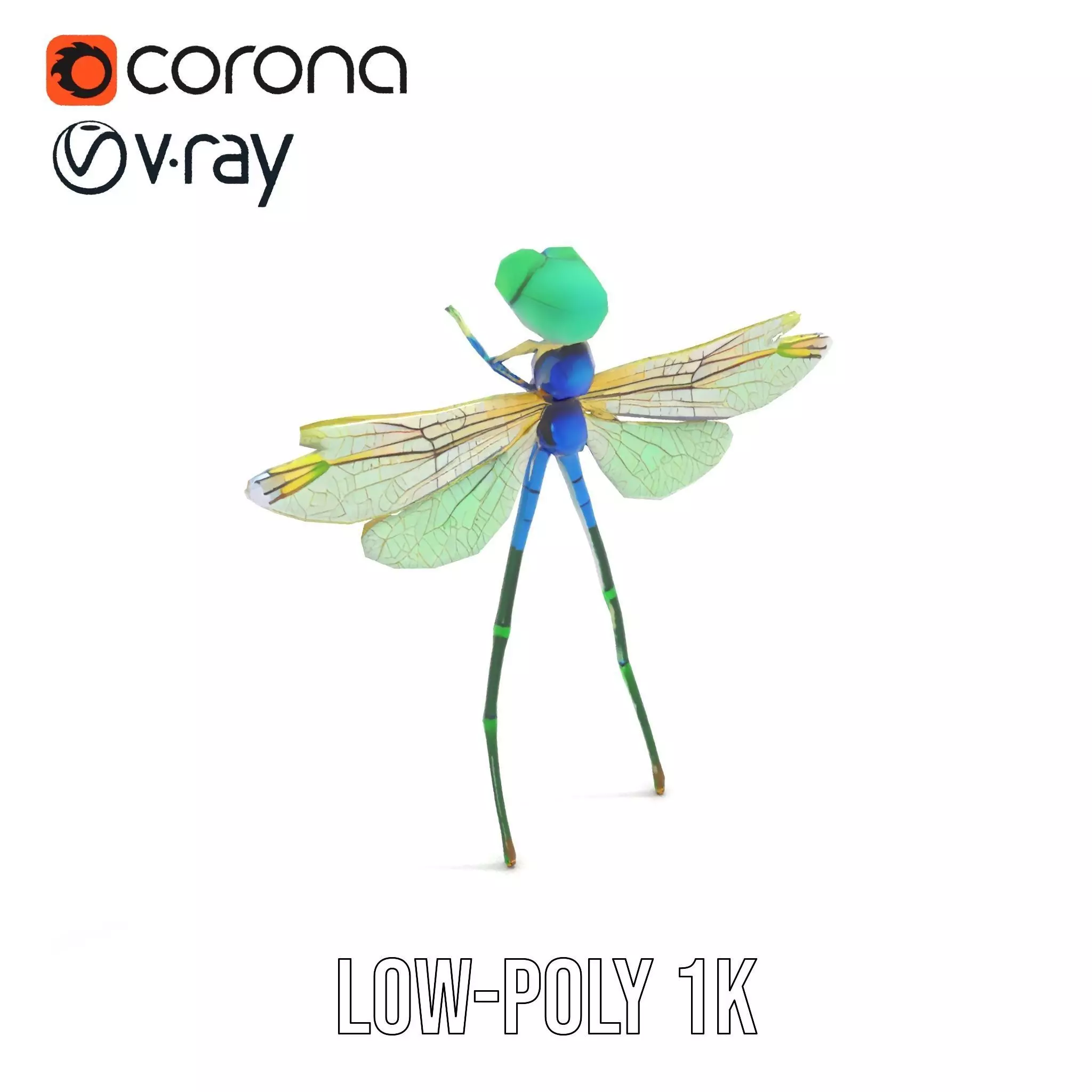 Vibrant Dragonfly model pack Low-poly 3D model_8