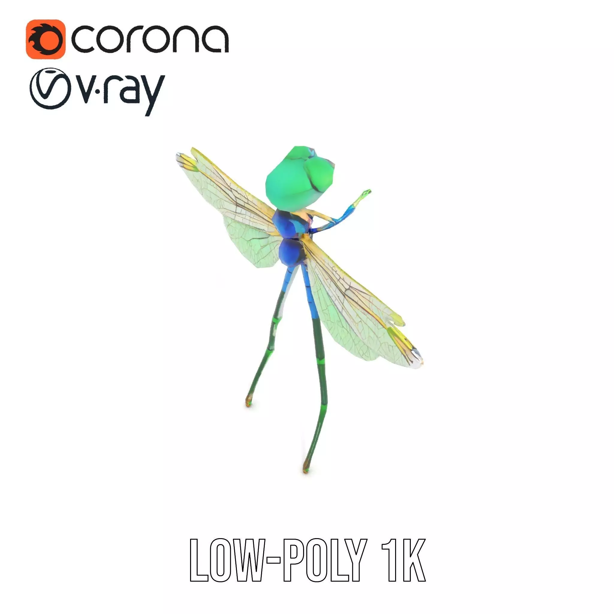 Vibrant Dragonfly model pack Low-poly 3D model_11