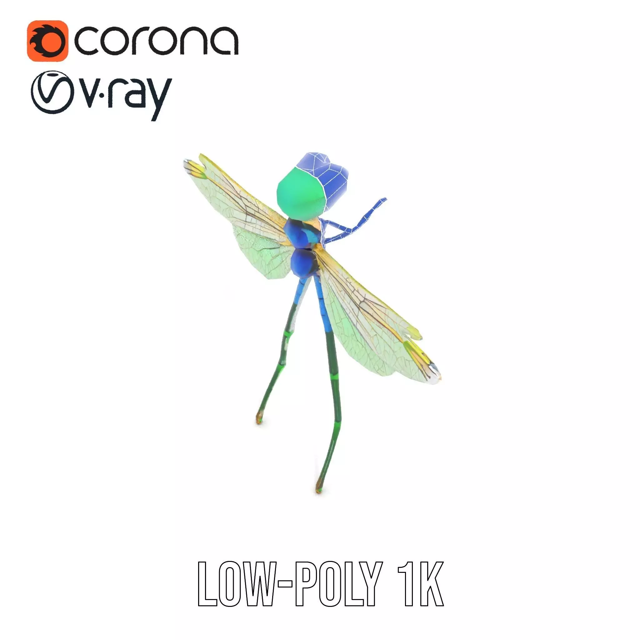 Vibrant Dragonfly model pack Low-poly 3D model_28