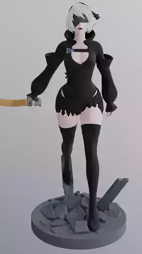 2B - NieR Automata - STL 3D Print Model